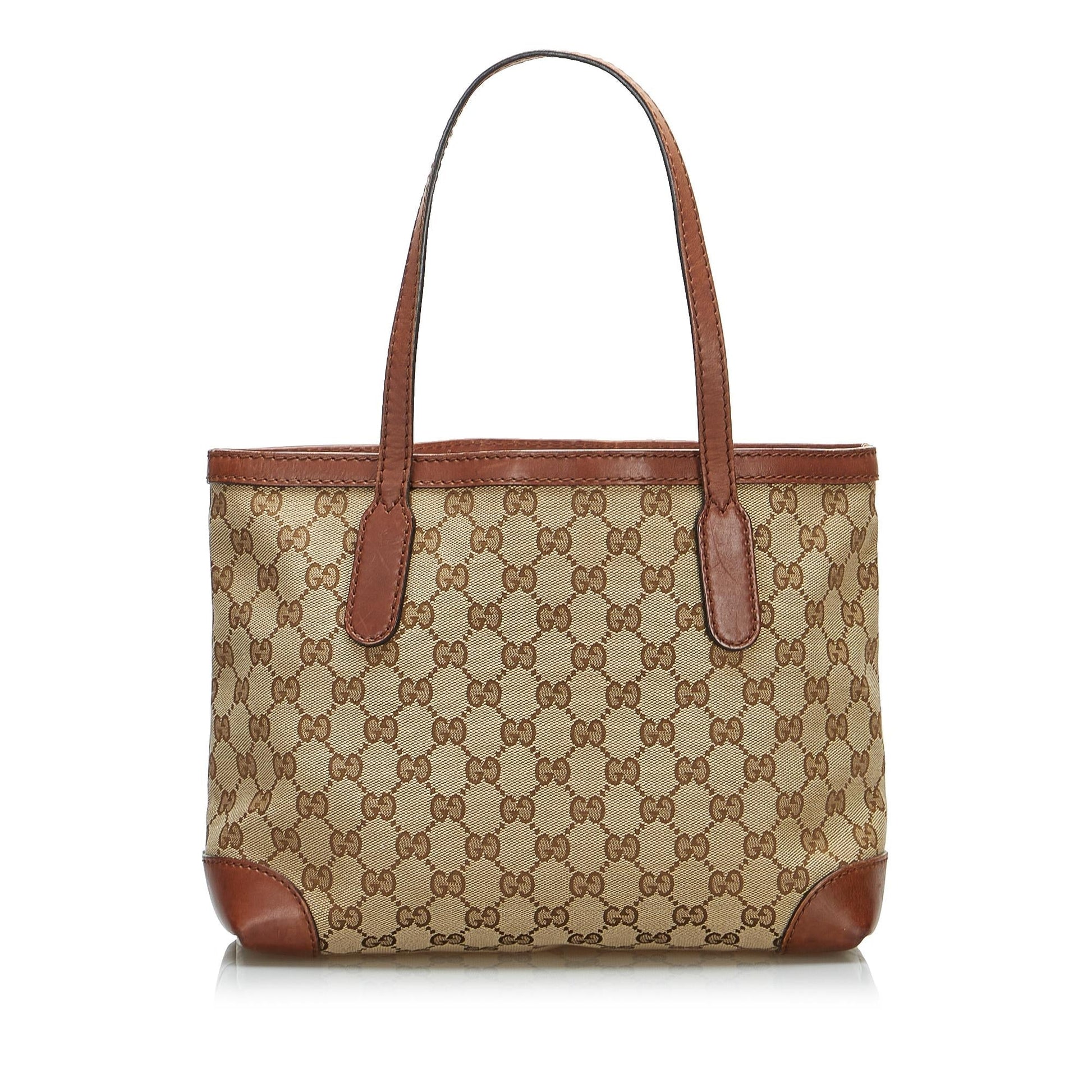 Gucci GG Stirrup SHG-4H8XJO Canvas Calf Brown Satchel Bag