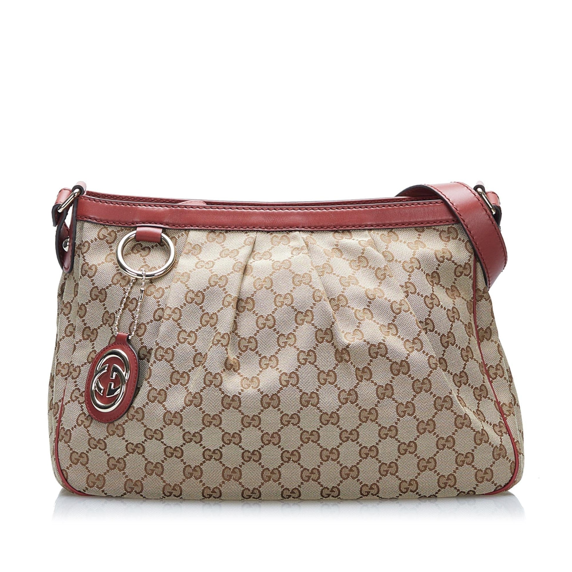 Gucci GG Sukey SHG Canvas Calf Brown Crossbody Bag