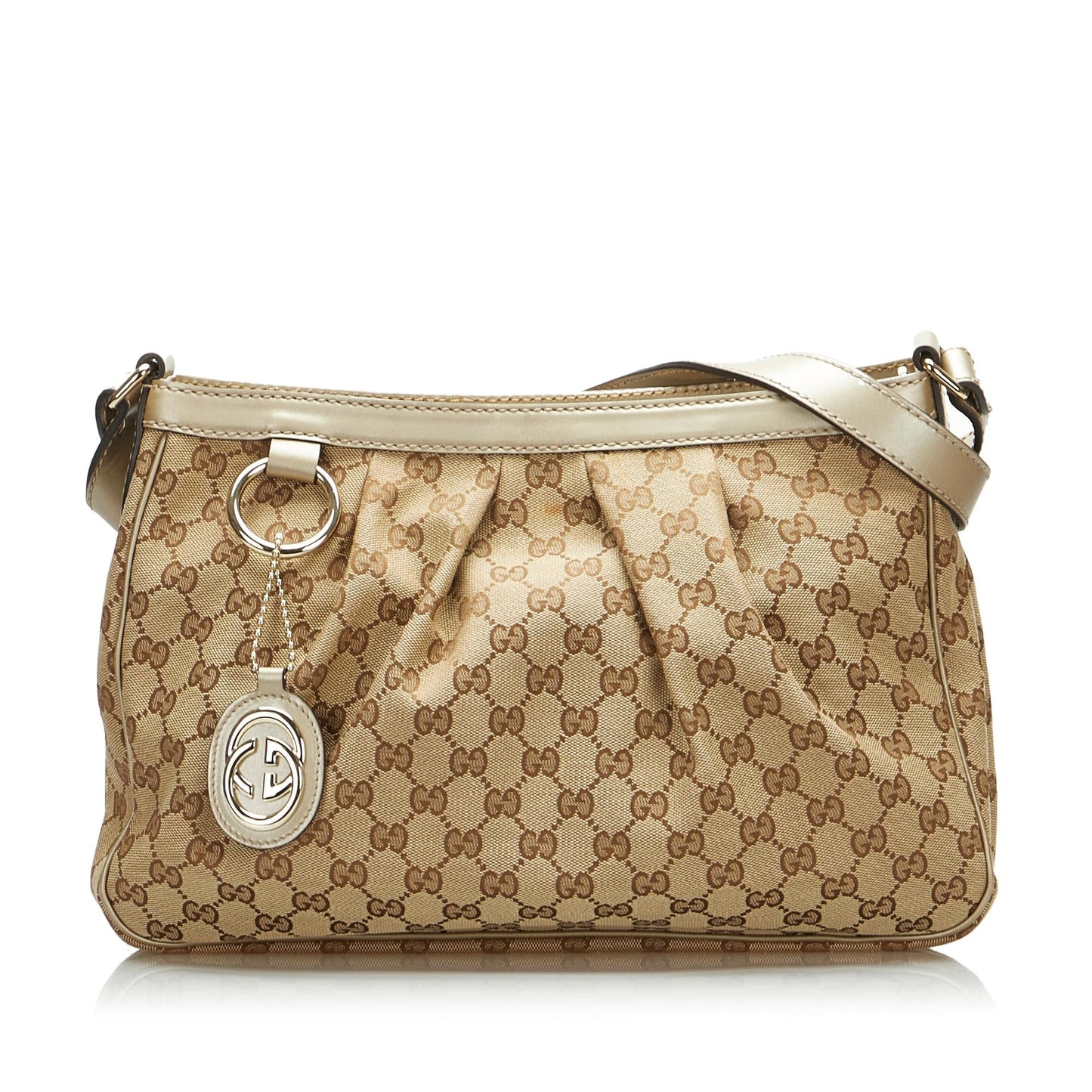 Gucci GG Sukey SHG-6B53zF Canvas Calf Brown Crossbody Bag
