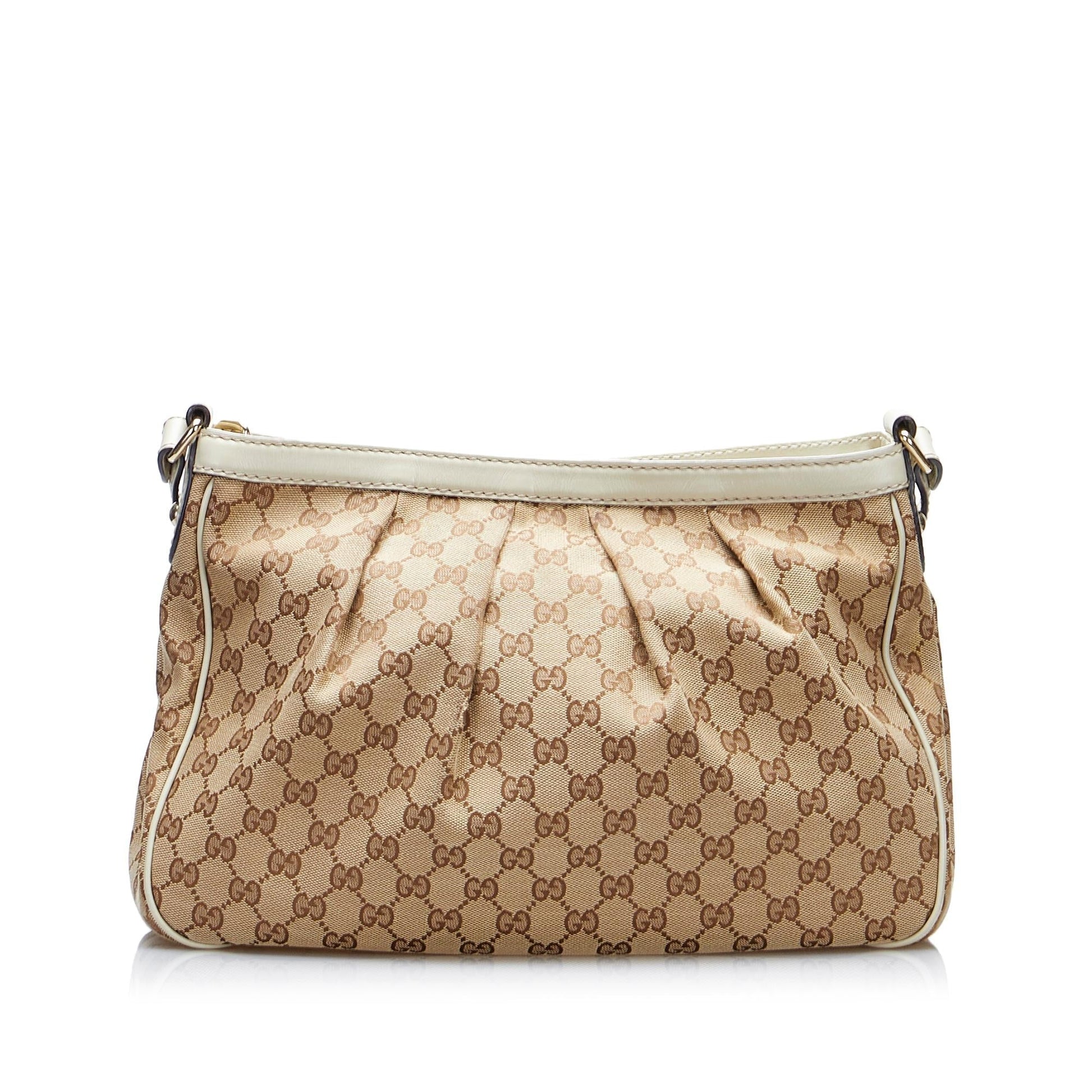 Gucci GG Sukey SHG-0kv9rv Canvas Calf White Brown Crossbody Bag