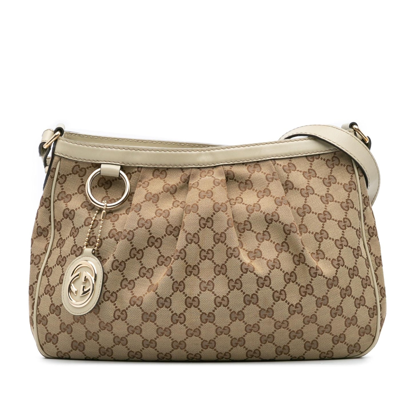 Gucci GG Sukey Canvas Calf Brown Crossbody Bag