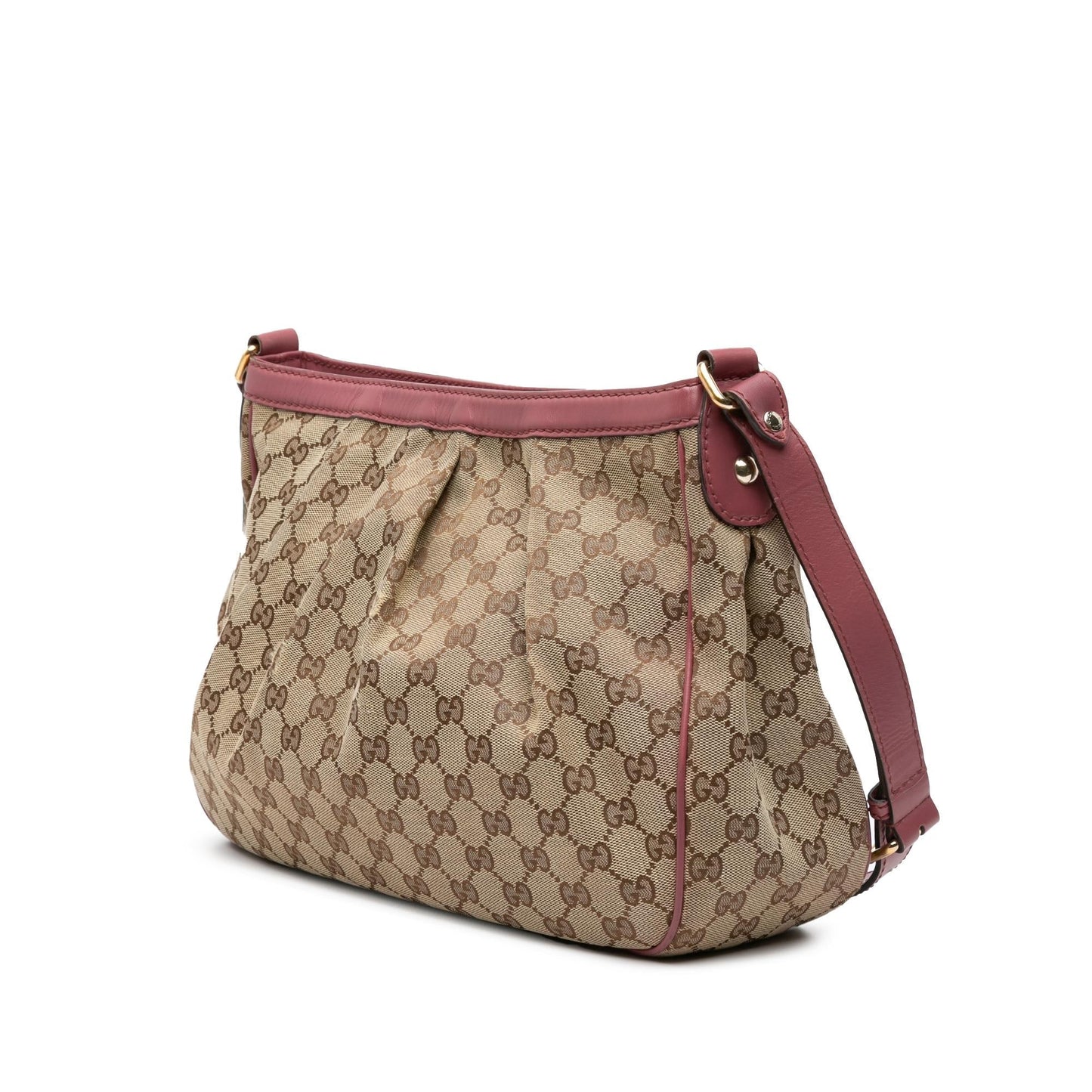 Gucci GG Sukey Canvas Calf Brown Pink Crossbody Bag
