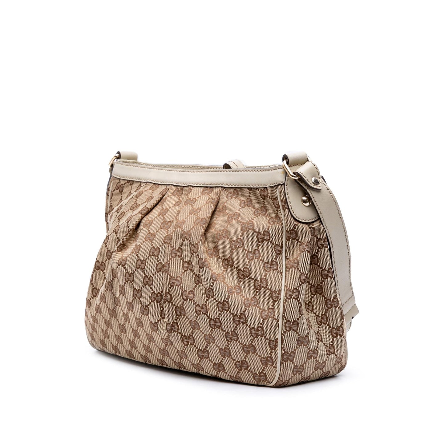 Gucci GG Sukey Canvas Calf White Brown Crossbody Bag Crossbody 3