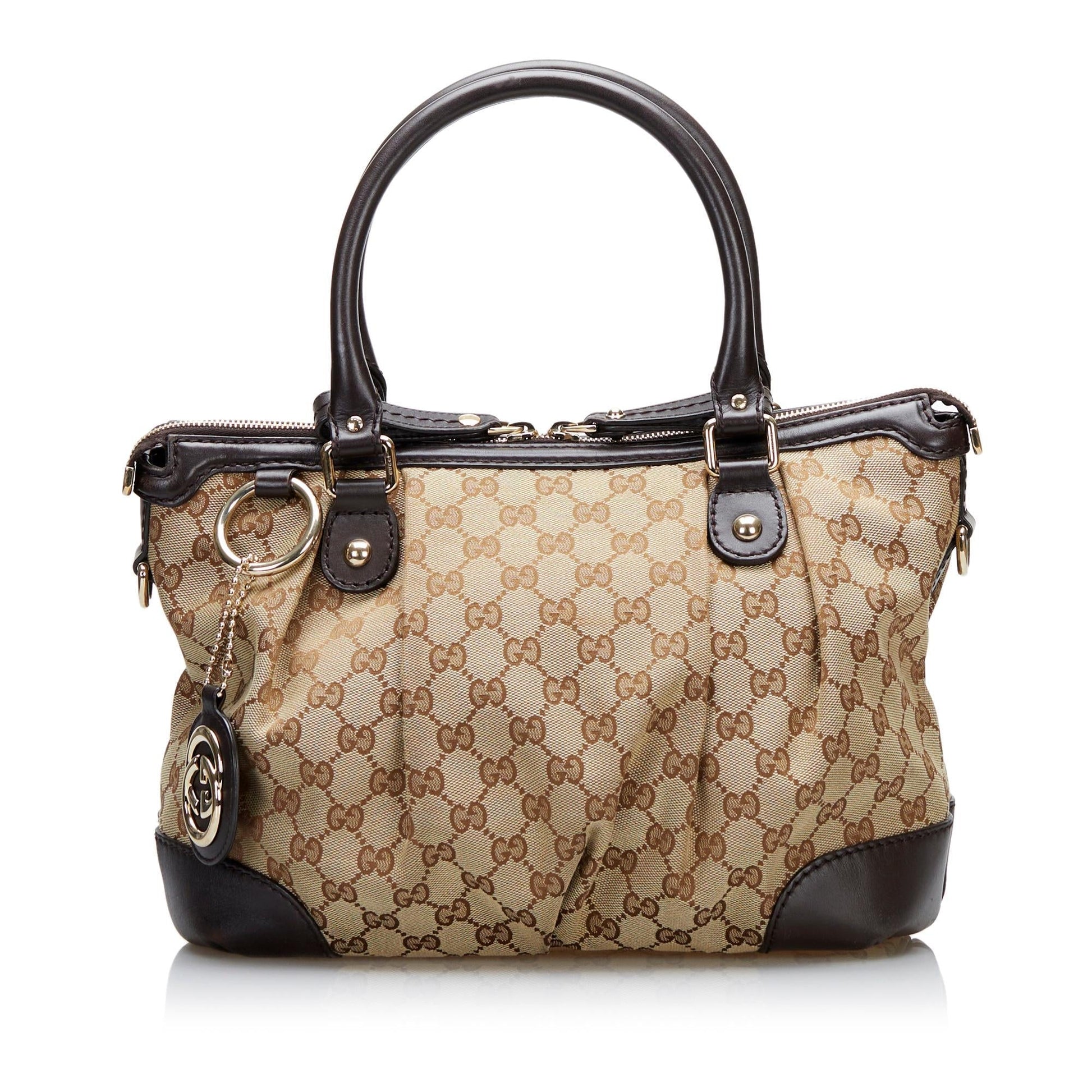 Gucci GG Sukey SHG Canvas Brown Satchel Bag