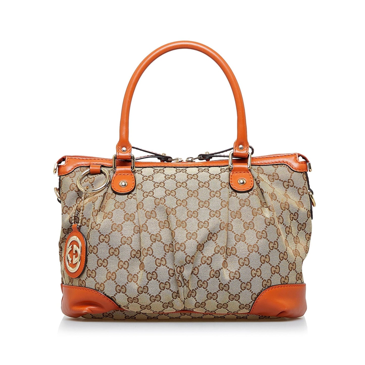 Gucci GG Sukey SHG-FQKJj5 Canvas Brown Satchel Bag