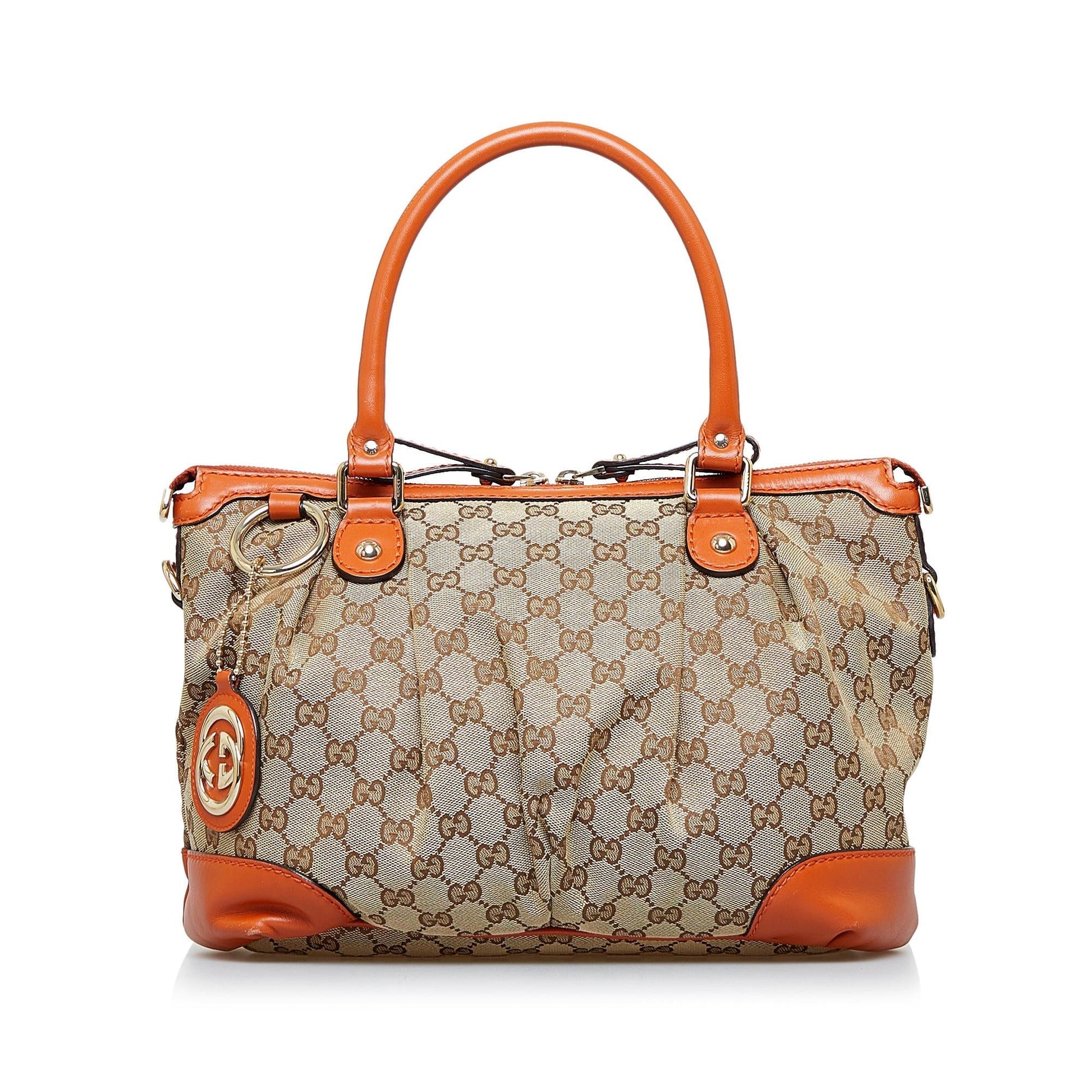 Gucci GG Sukey SHG-FQKJj5 Canvas Brown Satchel Bag