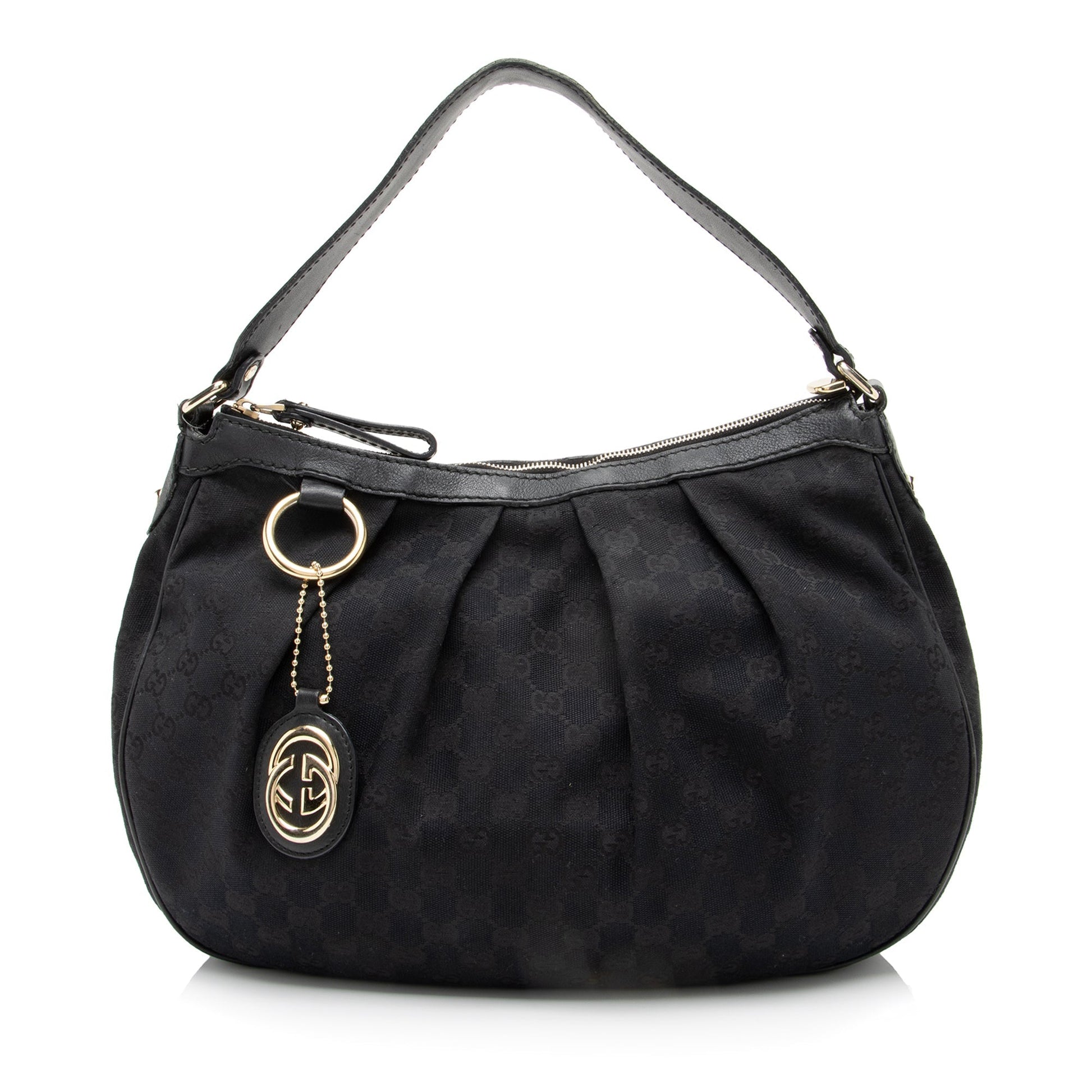 Gucci GG Sukey SHF Leather Canvas Black Shoulder Bag
