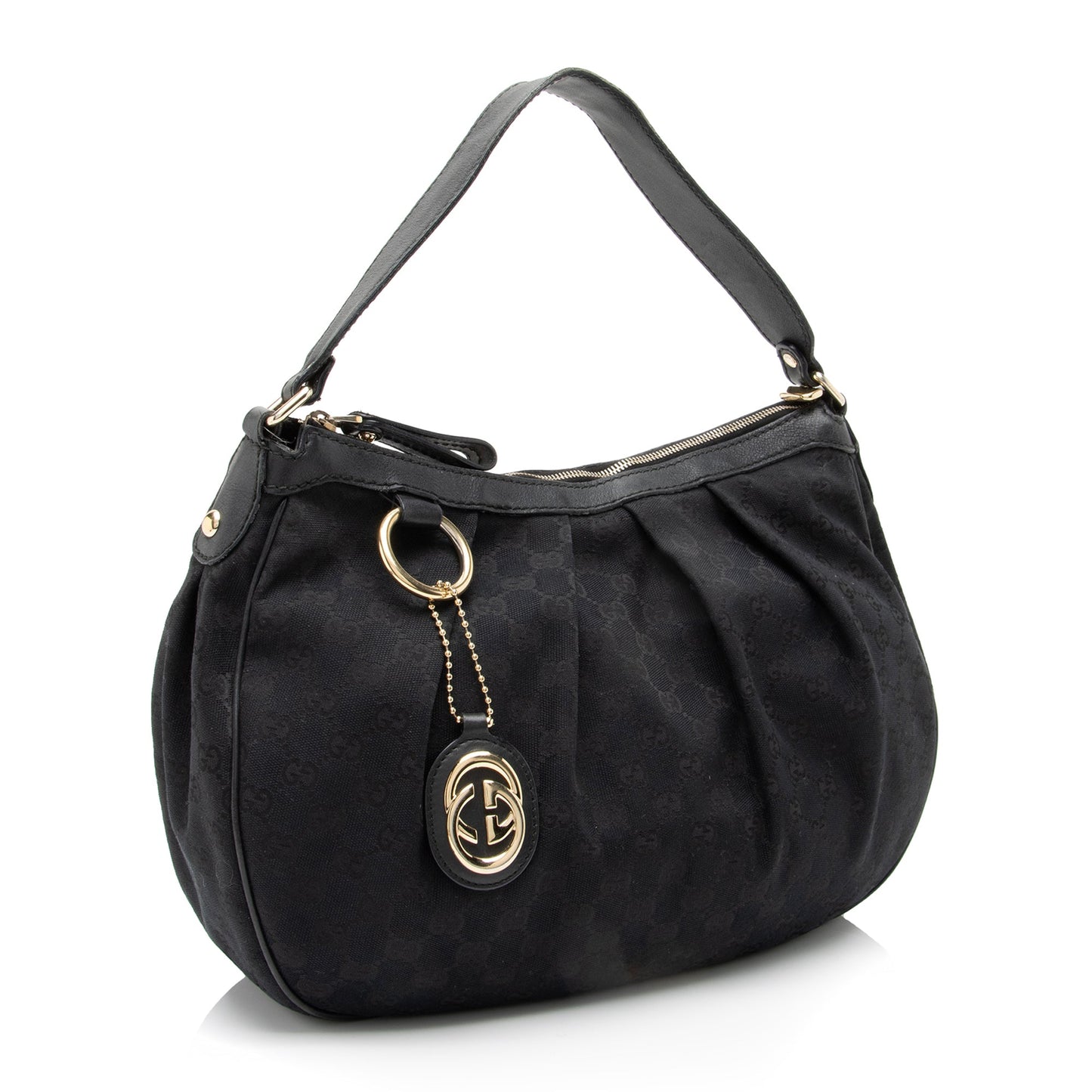 Gucci GG Sukey SHF Leather Canvas Black Shoulder Bag