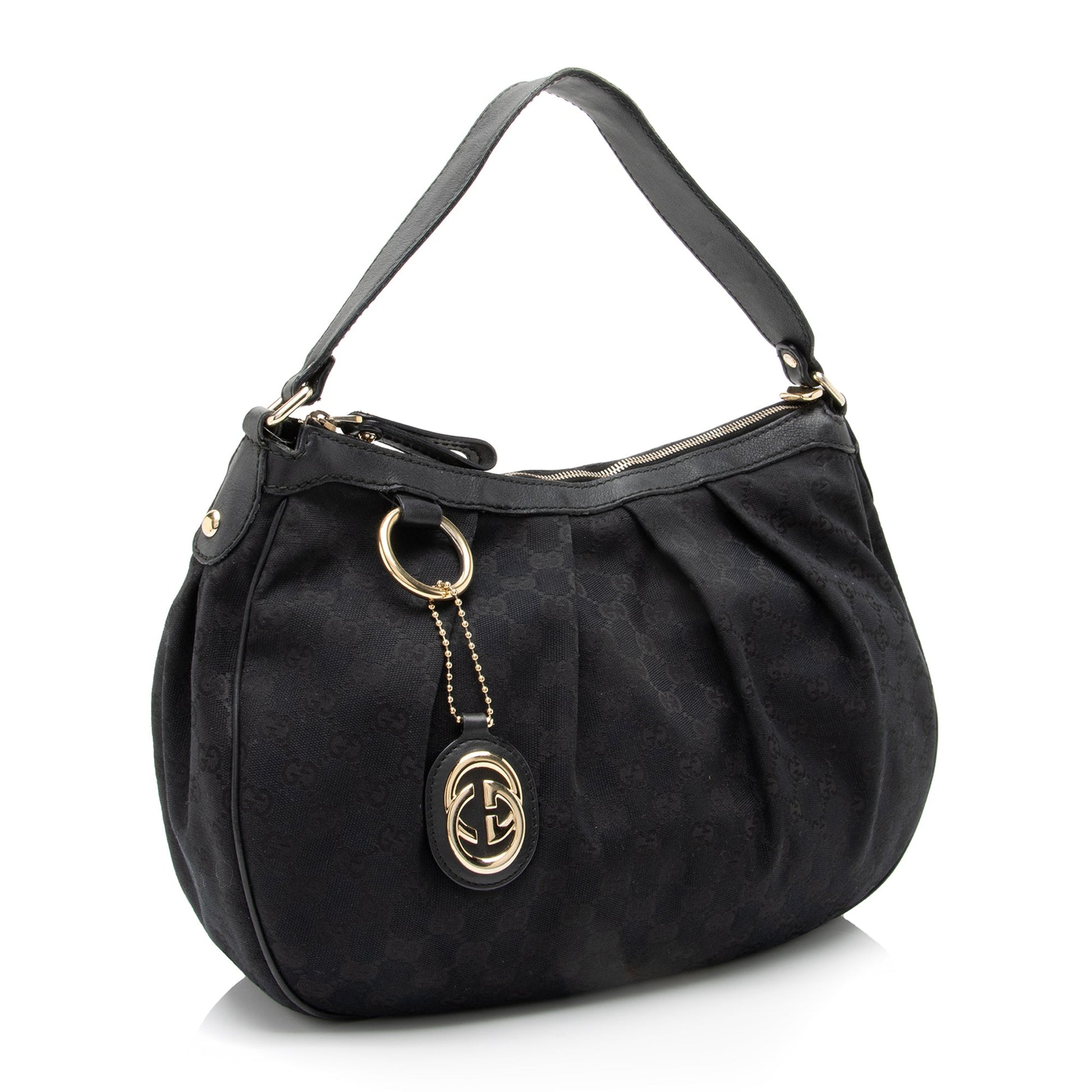 Gucci GG Sukey SHF Leather Canvas Black Shoulder Bag