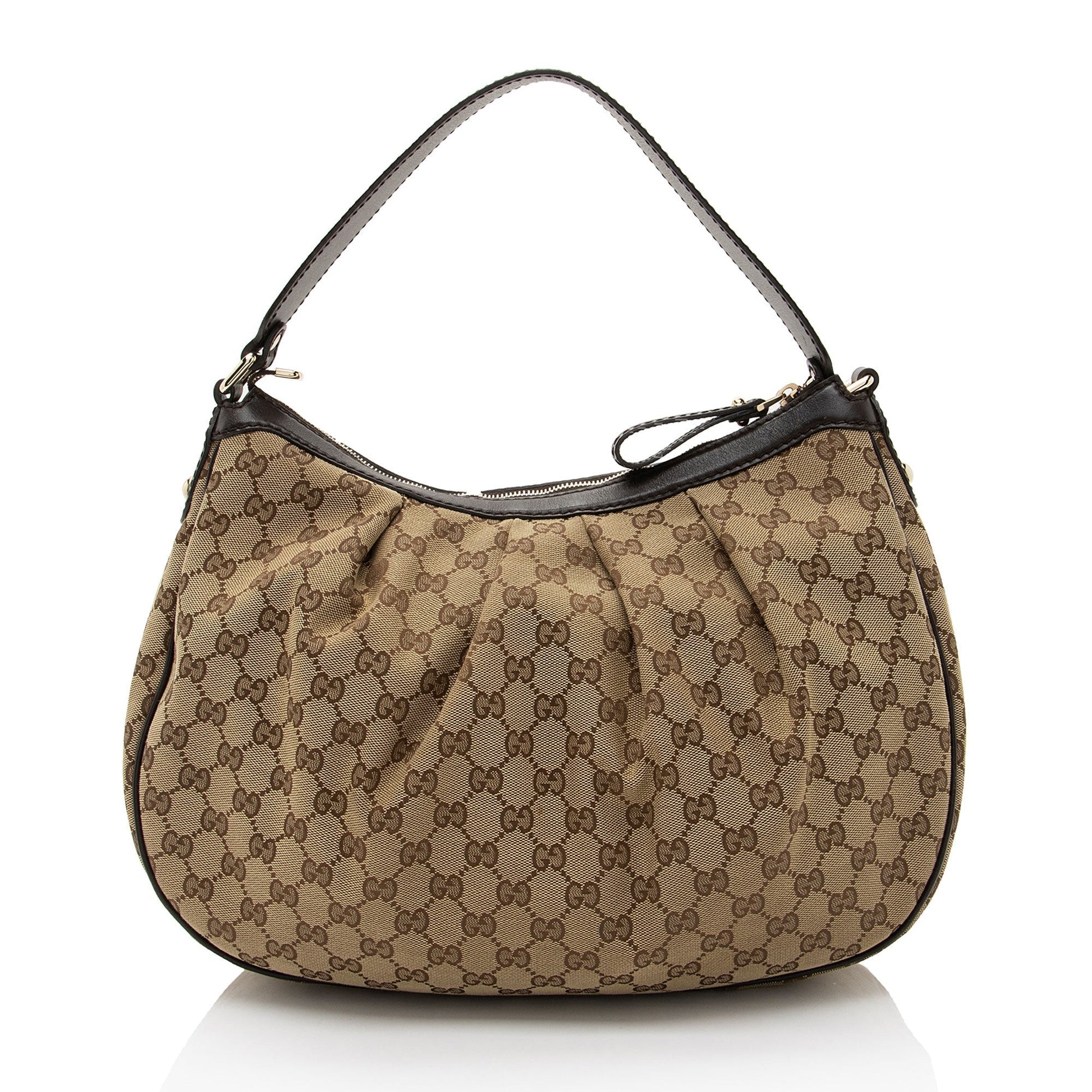 Gucci GG Sukey SHF-tXcsDm Leather Canvas Brown Beige Shoulder Bag
