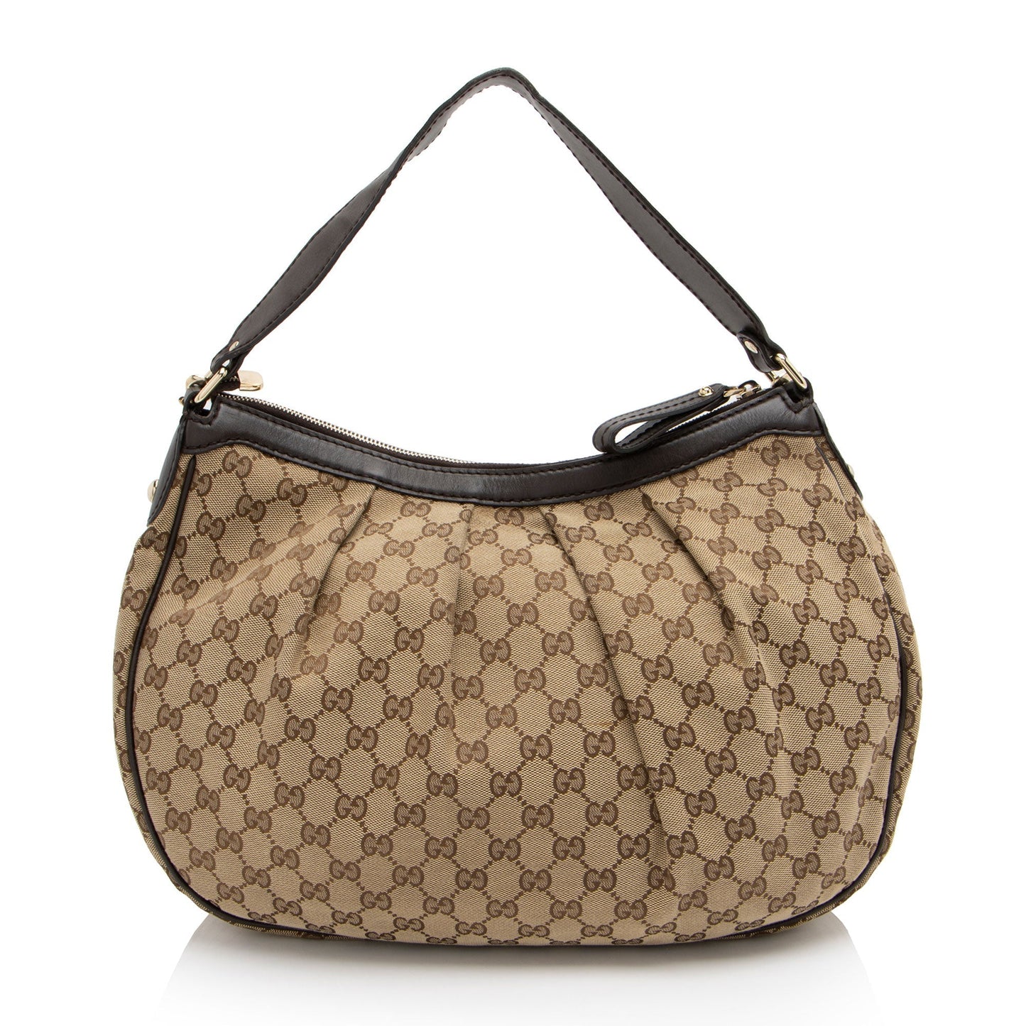 Gucci GG Sukey SHF-8czcii Leather Canvas Brown Beige Shoulder Bag