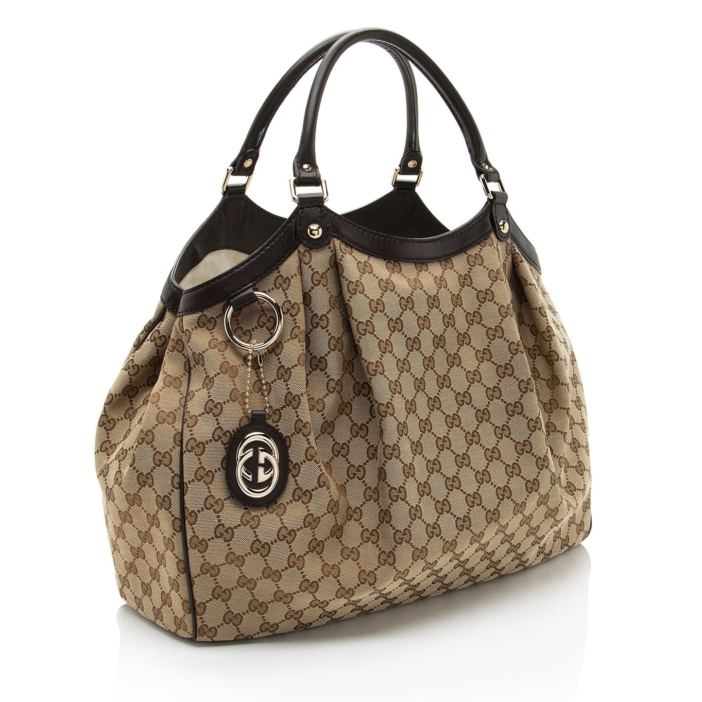 Gucci GG Sukey Leather Canvas Brown Beige Tote Bag 3