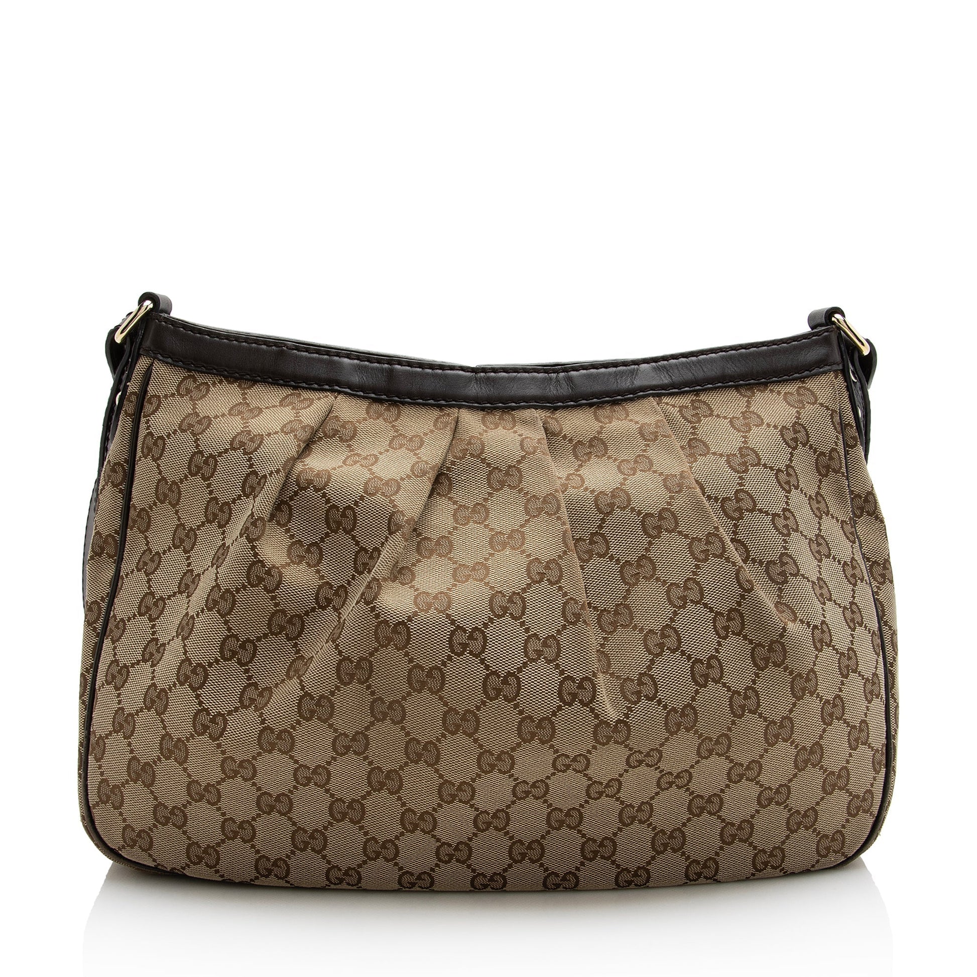 Gucci GG Sukey Messenger SHF Leather Canvas Brown Beige Shoulder Bag