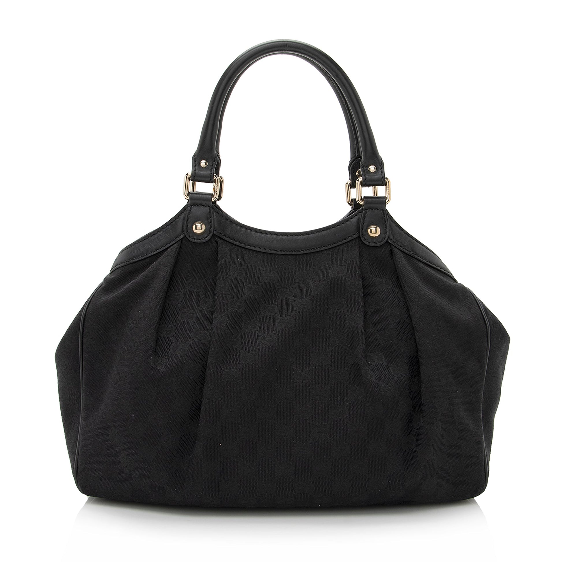 Gucci GG Sukey SHF Leather Canvas Black Medium Tote Bag