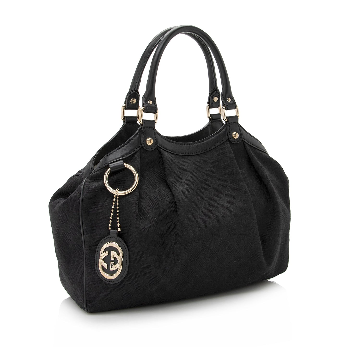 Gucci GG Sukey SHF Leather Canvas Black Medium Tote Bag