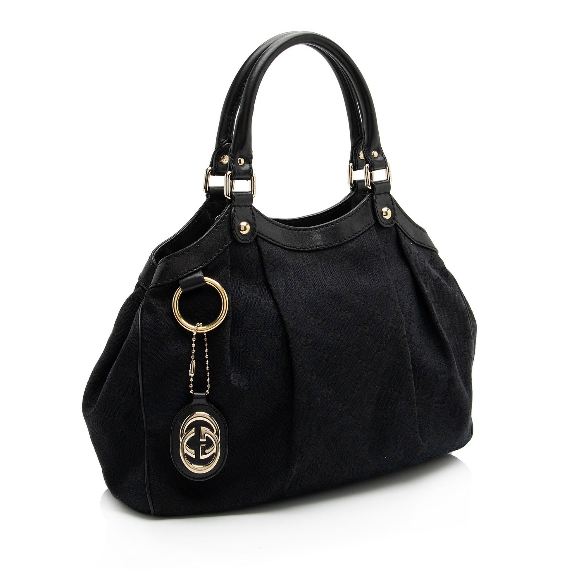 Gucci GG Sukey SHF-cYxwRU Leather Canvas Black Medium Tote Bag