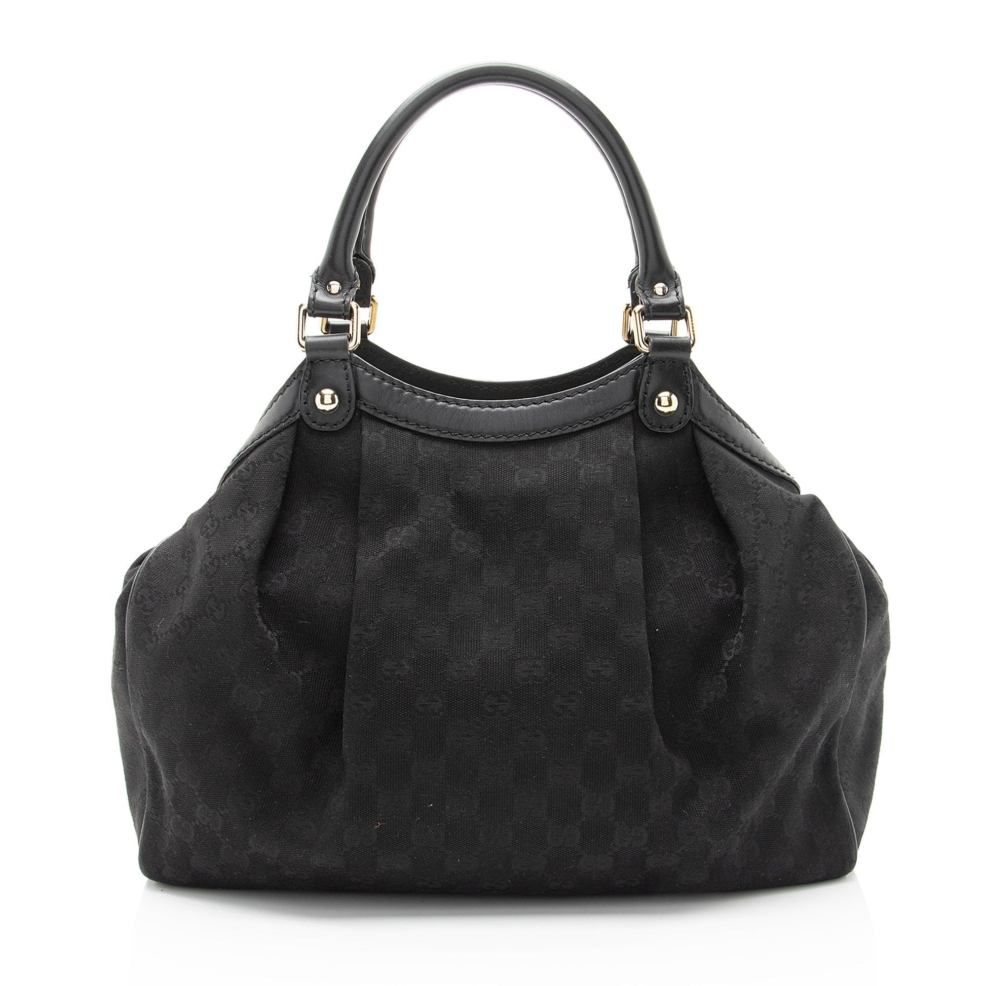 Gucci GG Sukey SHF-0UQpTA Leather Canvas Black Medium Tote Bag
