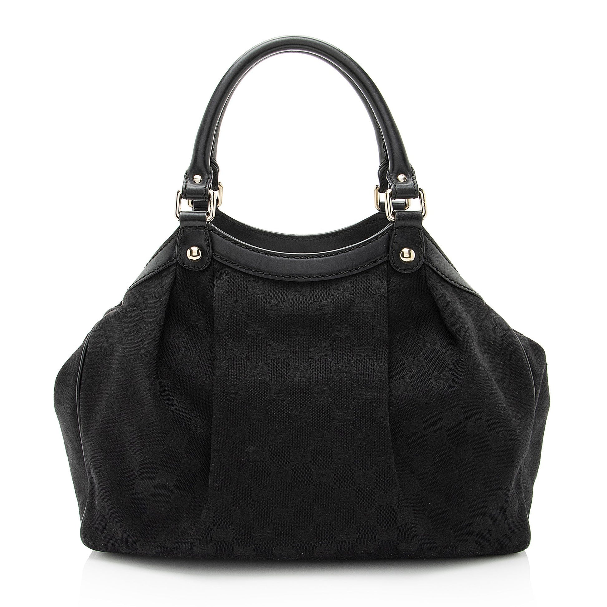 Gucci GG Sukey Leather Canvas Black Medium Tote Bag