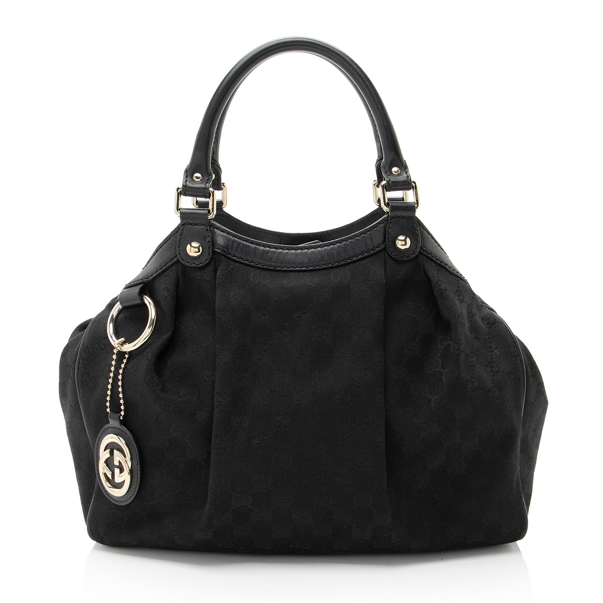 Gucci GG Sukey Leather Canvas Black Medium Tote Bag