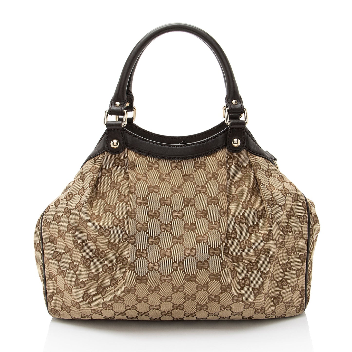 Gucci GG Sukey Leather Canvas Brown Beige Tote Bag Tote 1