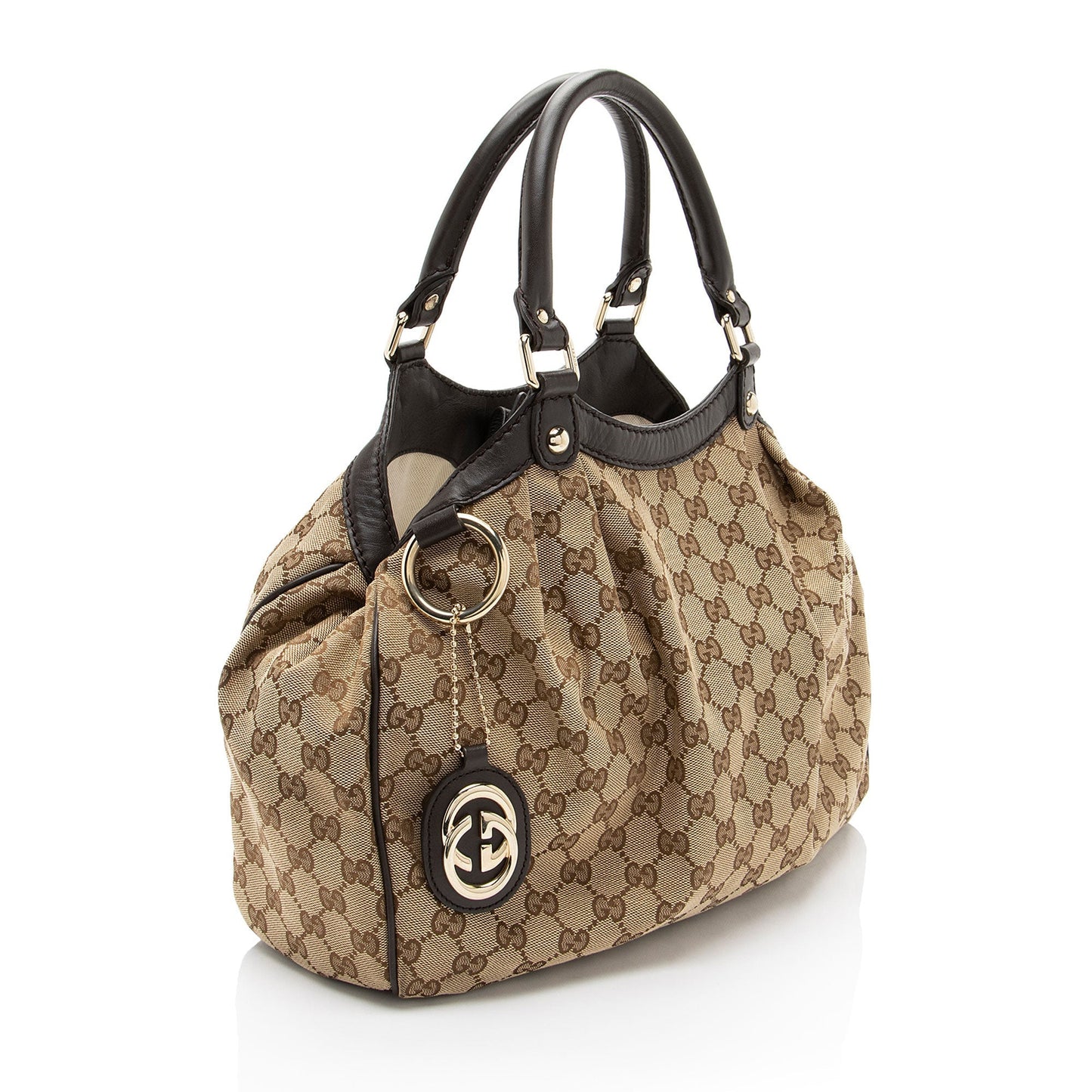 Gucci GG Sukey Leather Canvas Brown Beige Tote Bag Tote 1