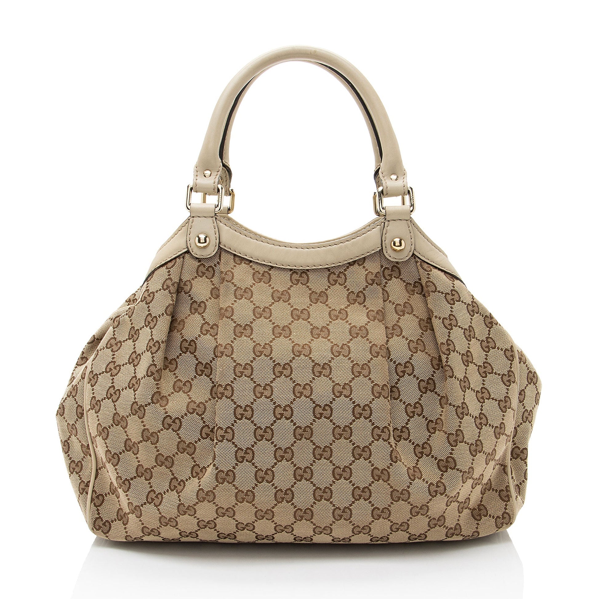 Gucci GG Sukey Leather Canvas Beige Medium Tote Bag