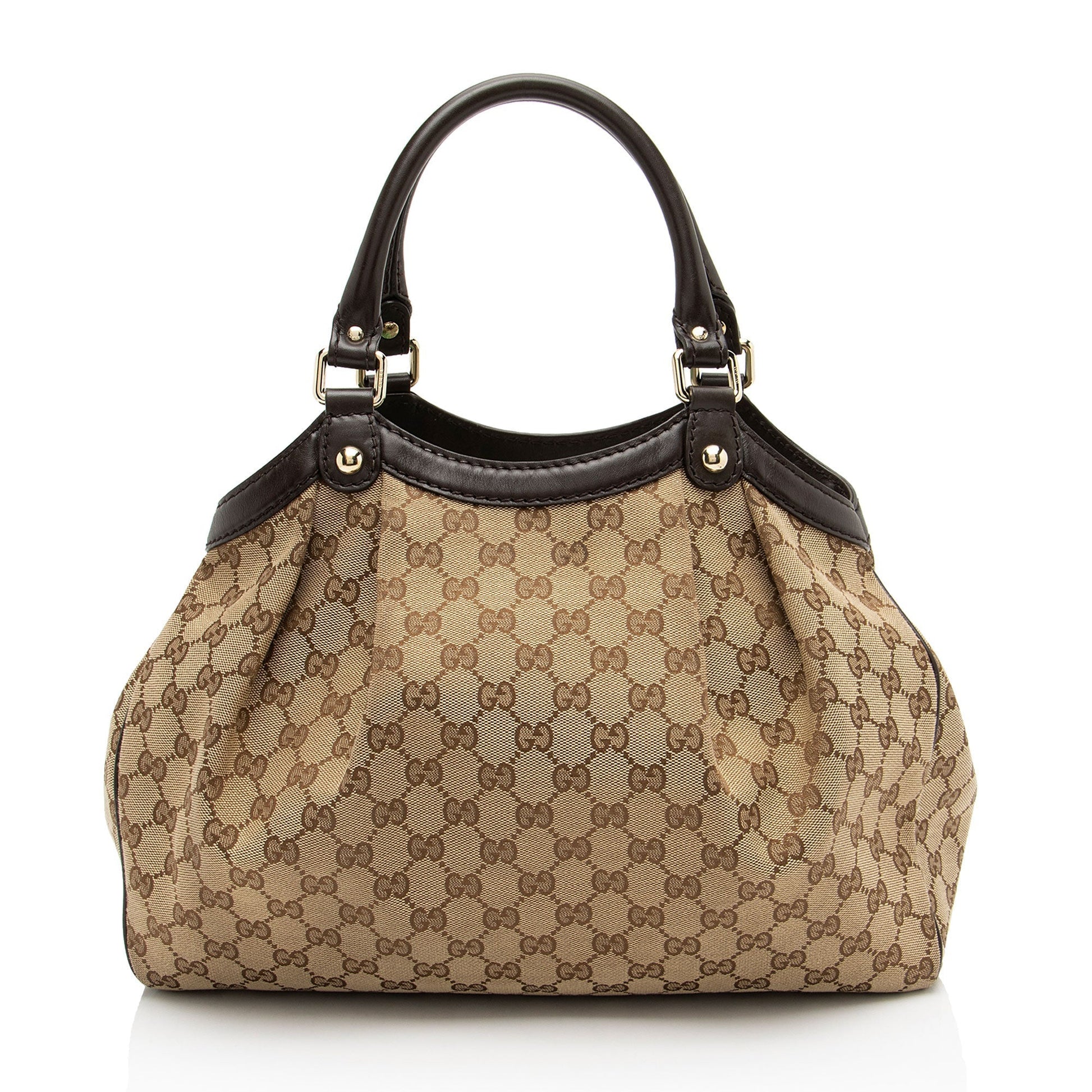 Gucci GG Sukey Leather Canvas Brown Beige Tote Bag Tote 3