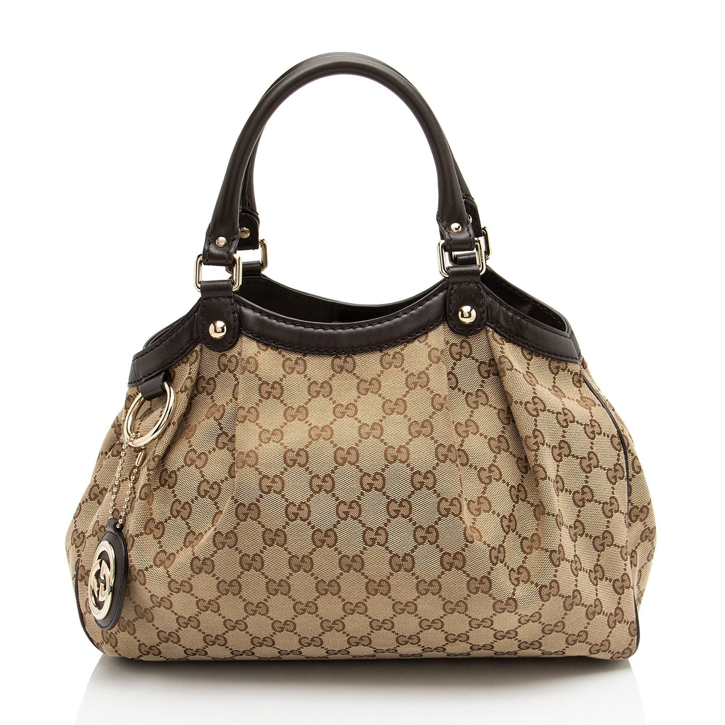 Gucci GG Sukey Leather Canvas Brown Beige Tote Bag Tote 3