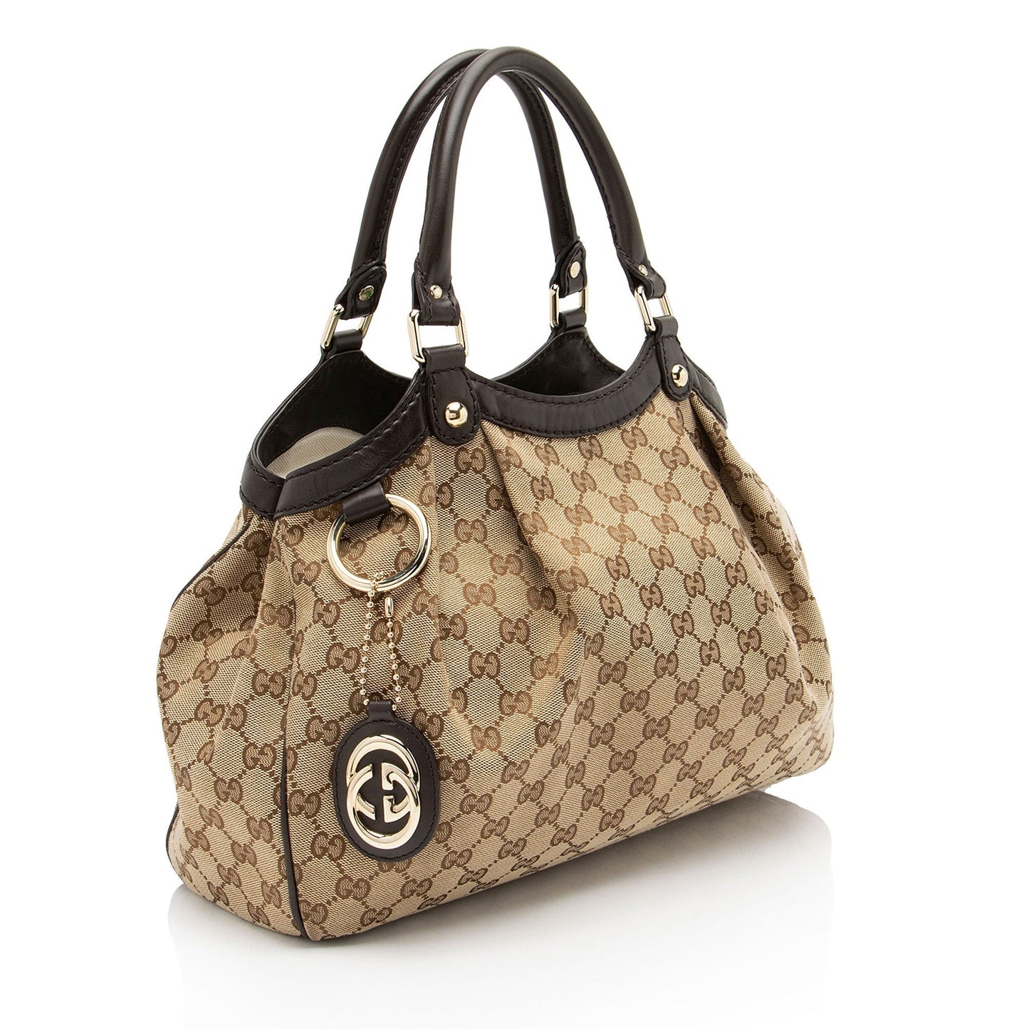 Gucci GG Sukey Leather Canvas Brown Beige Tote Bag Tote 3