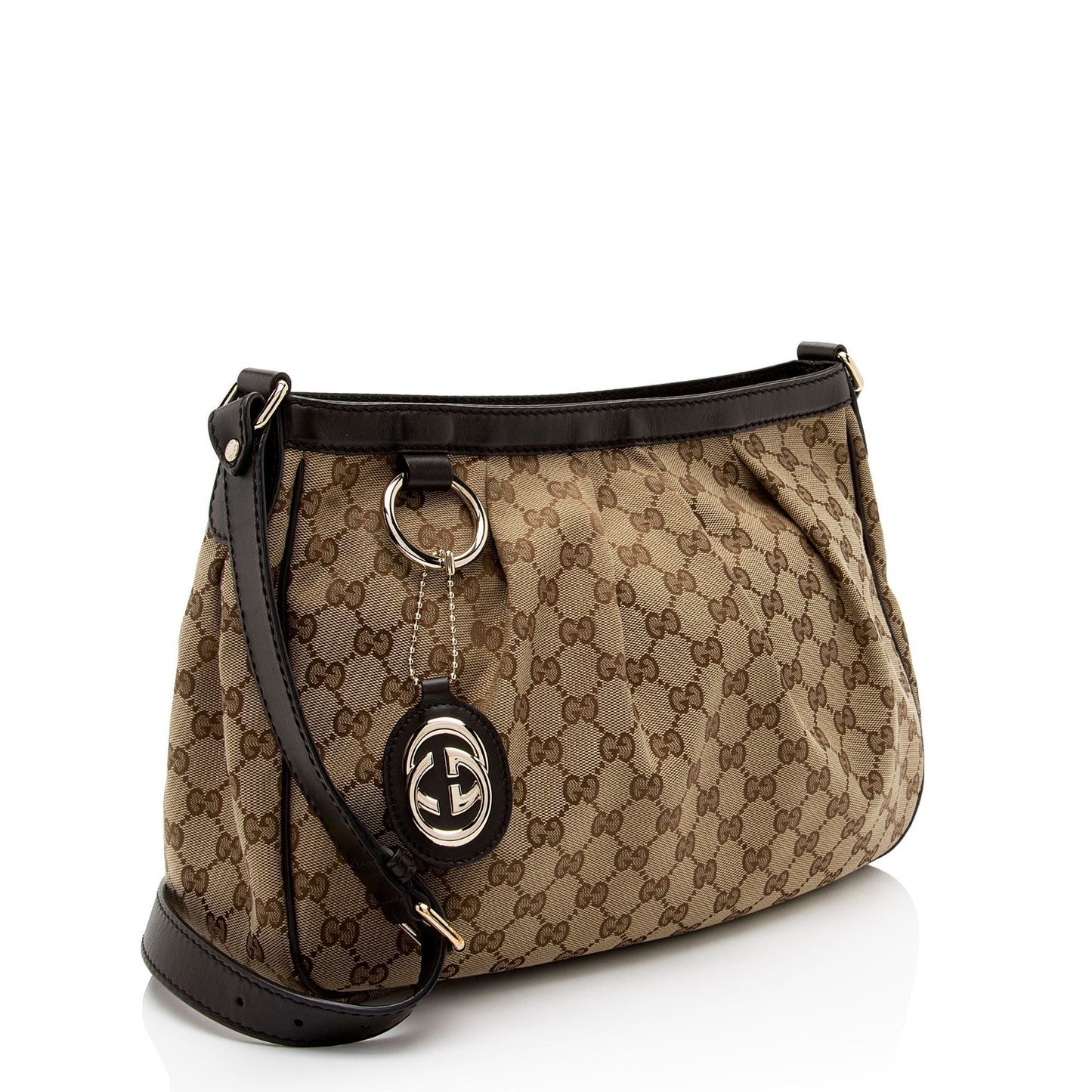 Gucci GG Sukey Messenger SHF-RoGEPi Leather Canvas Brown Beige Shoulder Bag
