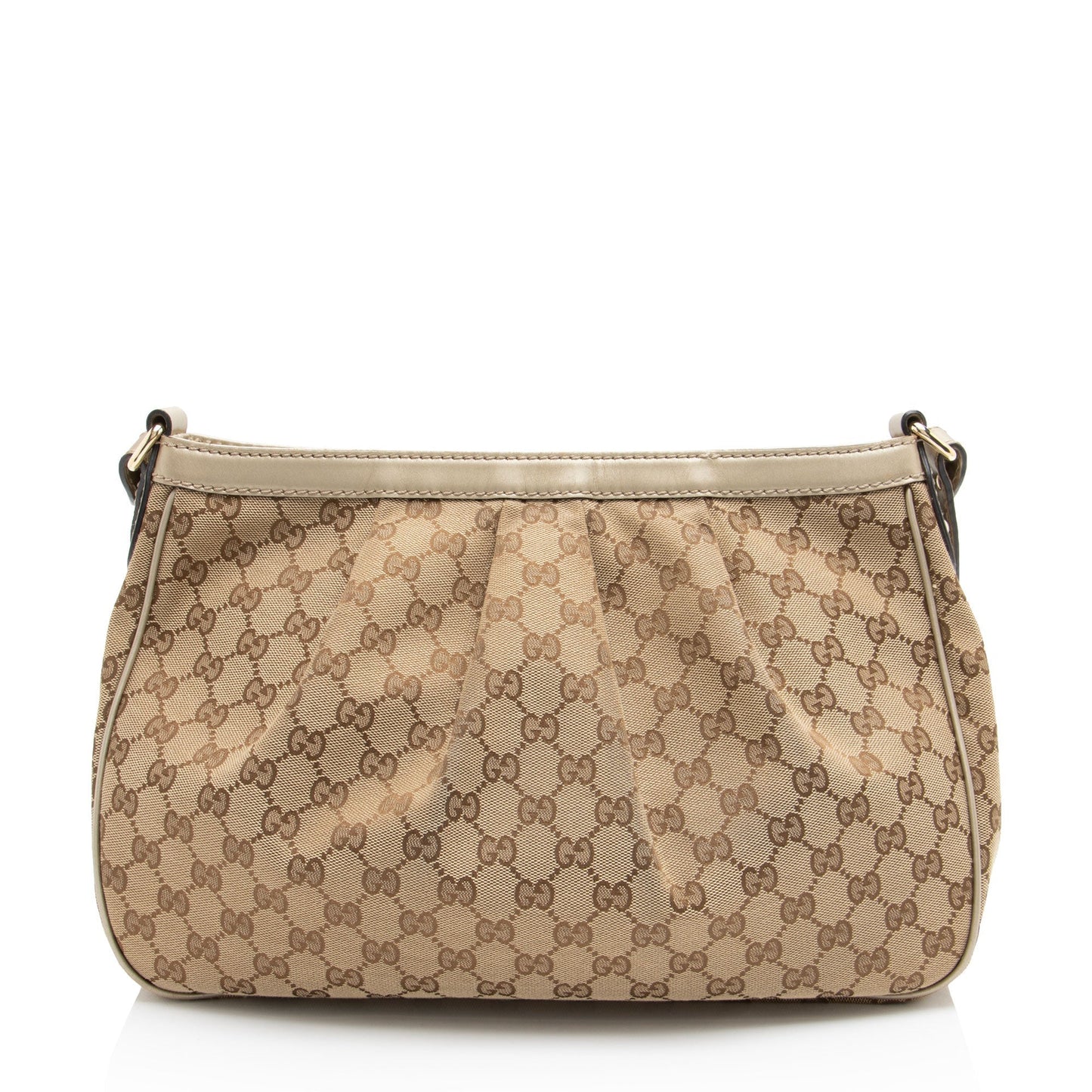 Gucci GG Sukey Messenger Leather Canvas Brown Gold Shoulder Bag