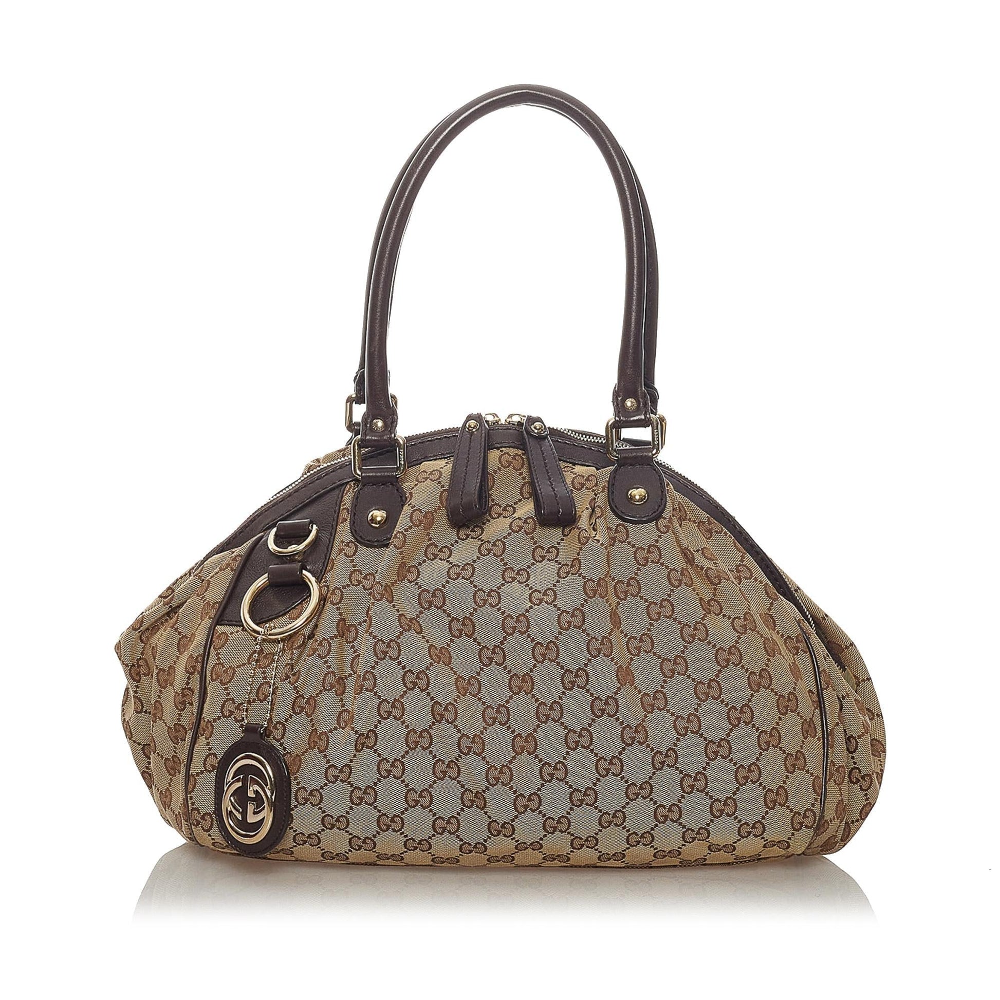 Gucci GG Sukey SHG Canvas Brown Satchel Bag Satchel Shg