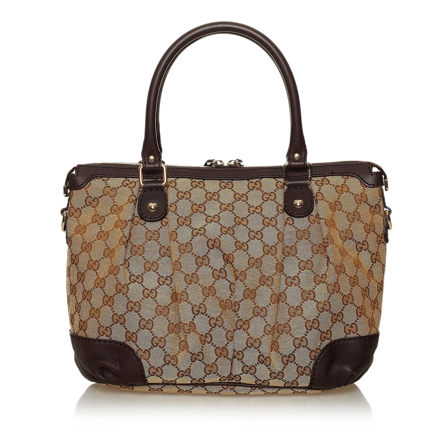 Gucci GG Sukey SHG Canvas Calf Brown Satchel Bag