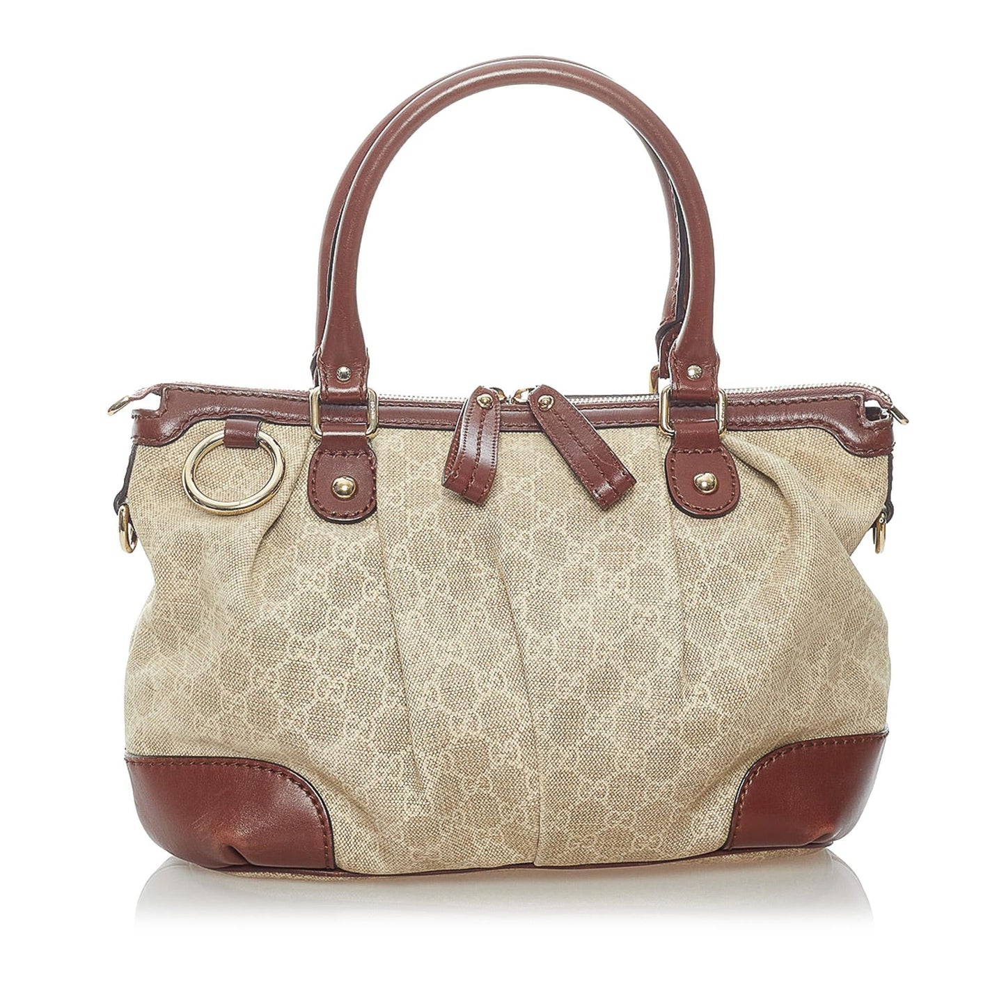 Gucci GG Sukey SHG Canvas Calf Brown Satchel Bag Satchel Shg