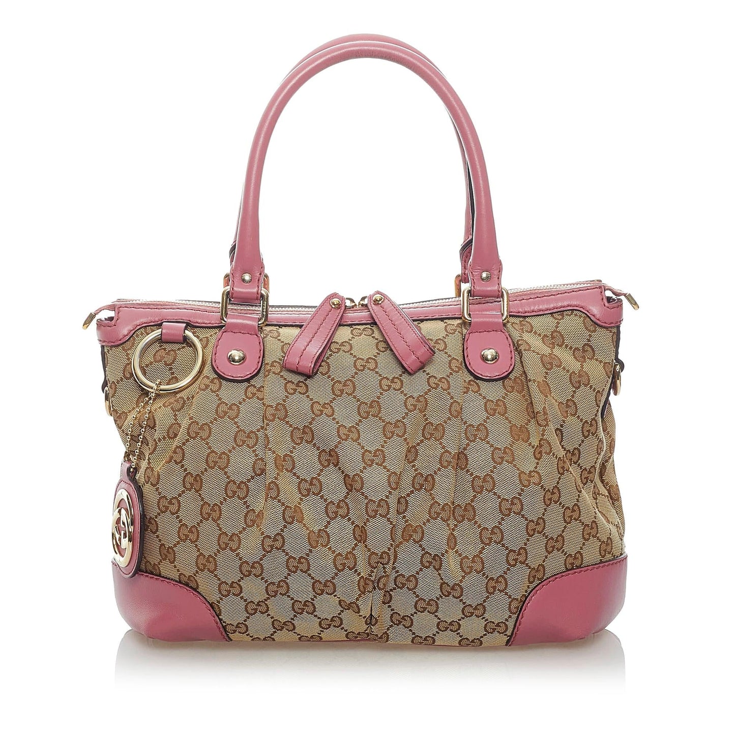 Gucci GG Sukey SHG Canvas Brown Pink Satchel Bag