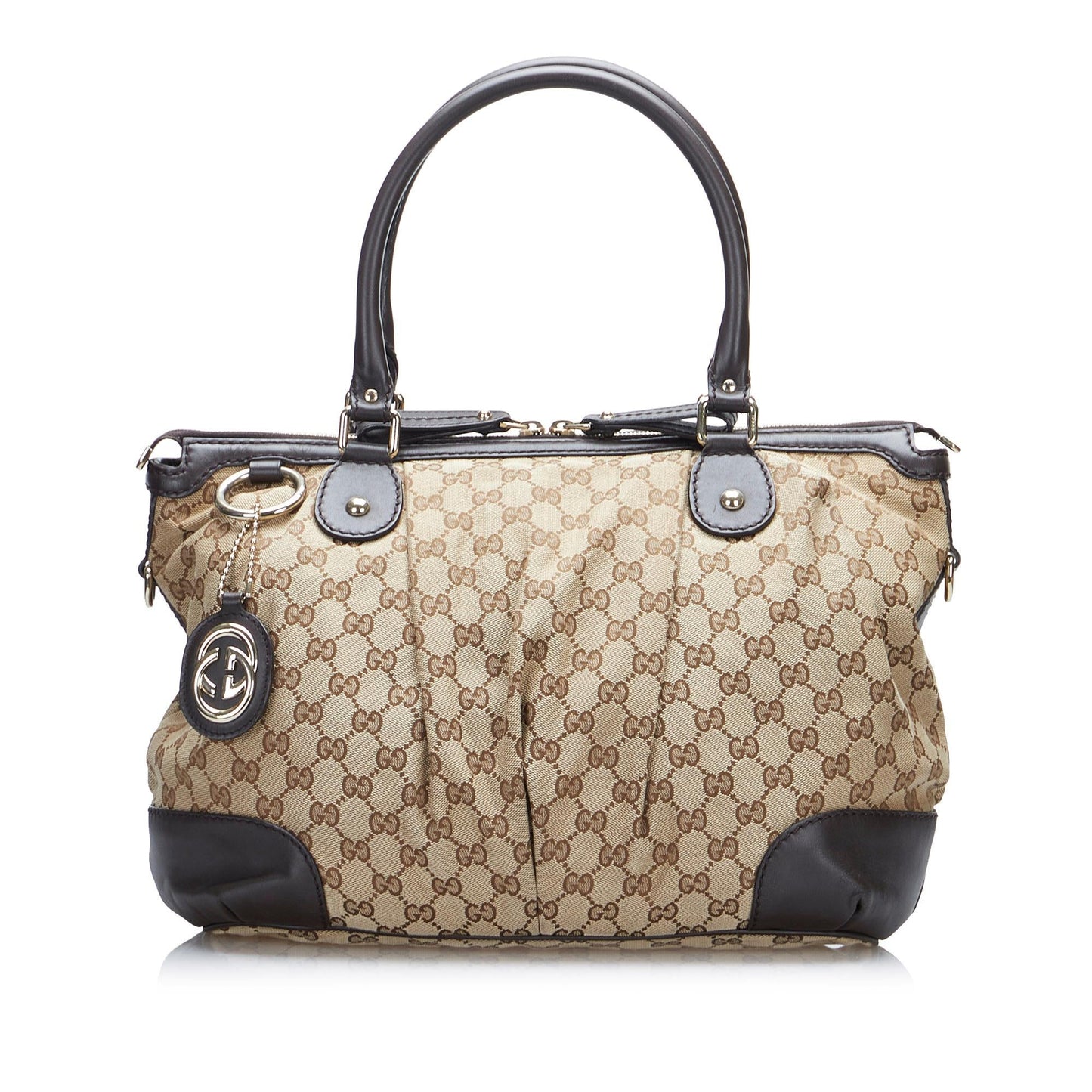 Gucci GG Sukey SHG-D5vFKz Canvas Brown Satchel Bag