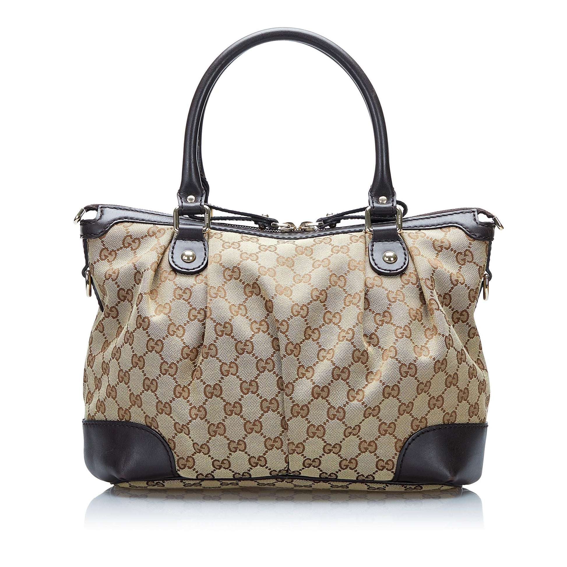 Gucci GG Sukey SHG-eP2ZCC Canvas Calf Black Brown Satchel Bag