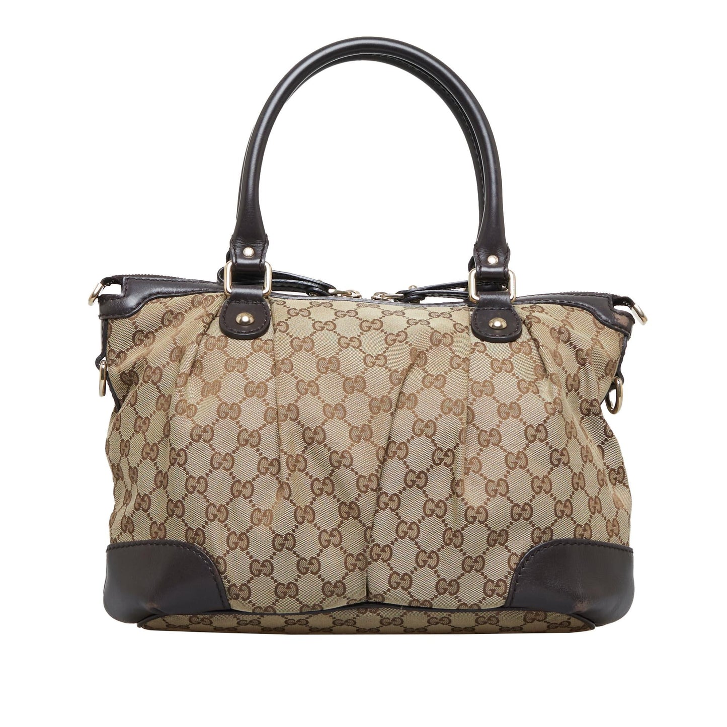 Gucci GG Sukey SHG-O2Zpoa Canvas Calf Brown Satchel Bag