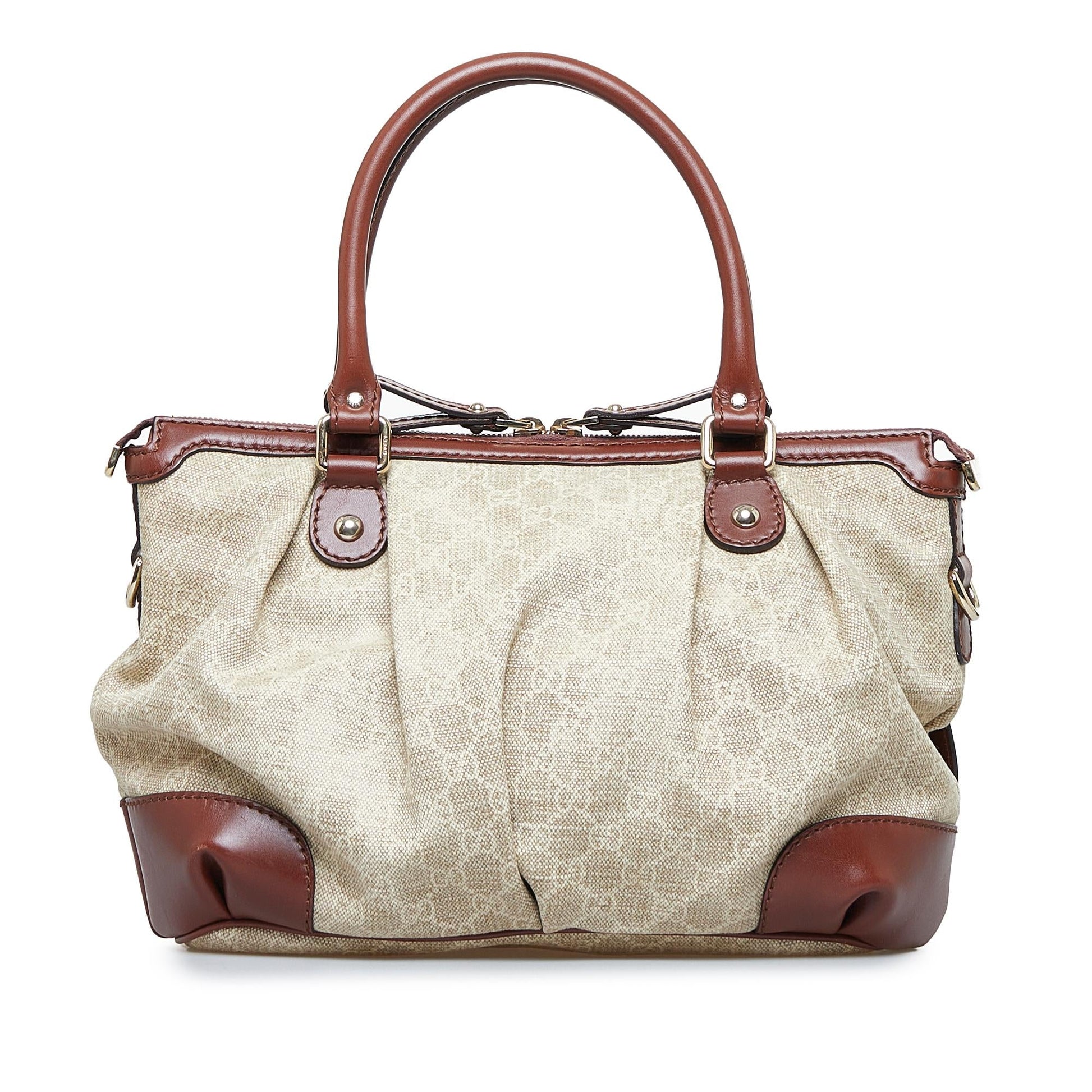 Gucci GG Sukey SHG-M2Kzun Canvas Brown Satchel Bag