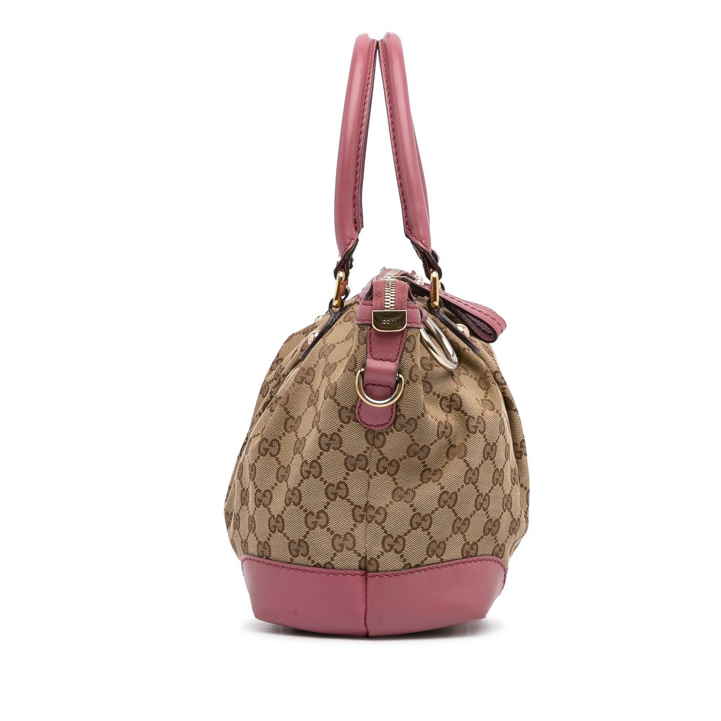 Gucci GG Sukey SHG-2jI04a Canvas Calf Brown Pink Satchel Bag