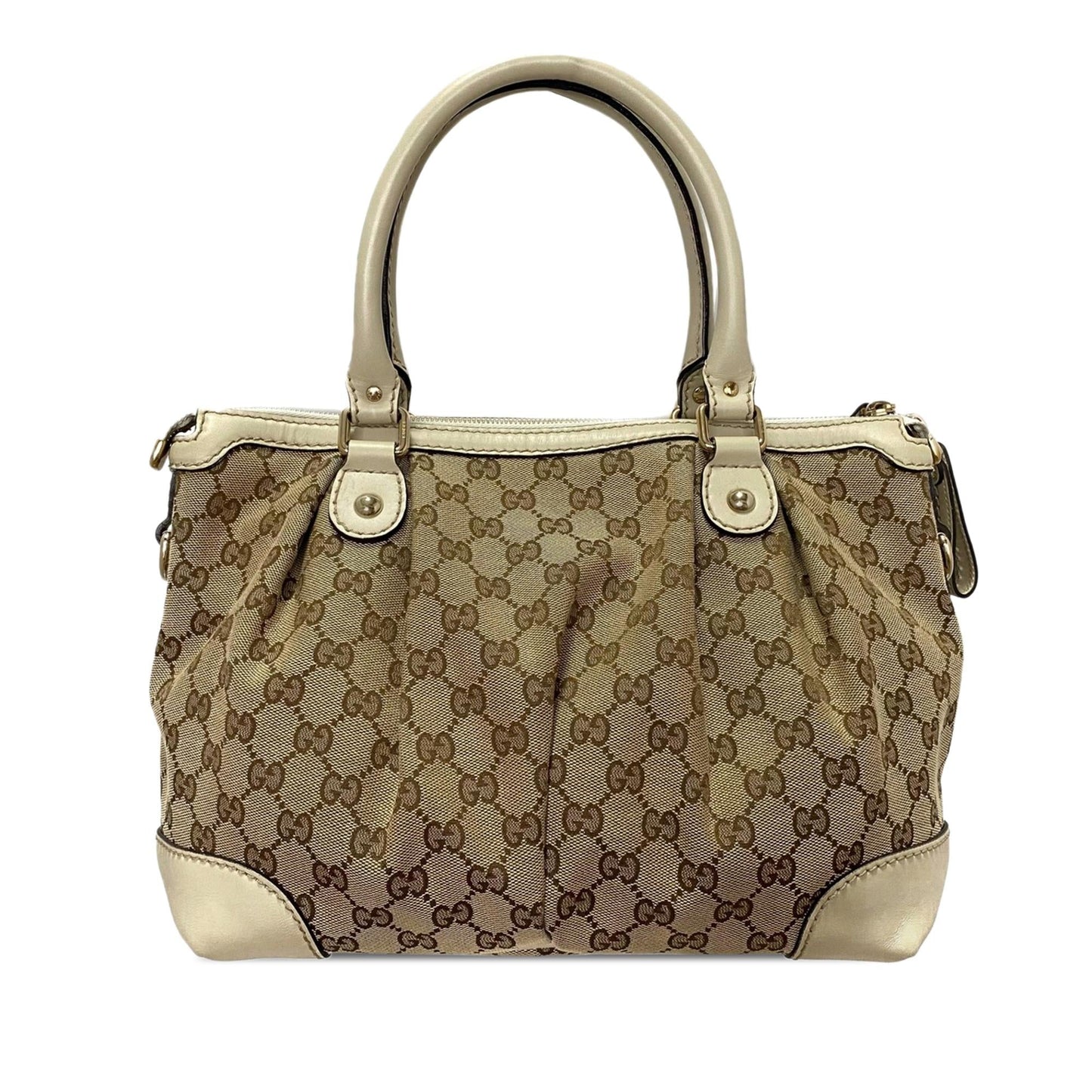 Gucci GG Sukey SHG-HoCR1s Canvas Calf Brown Satchel Bag