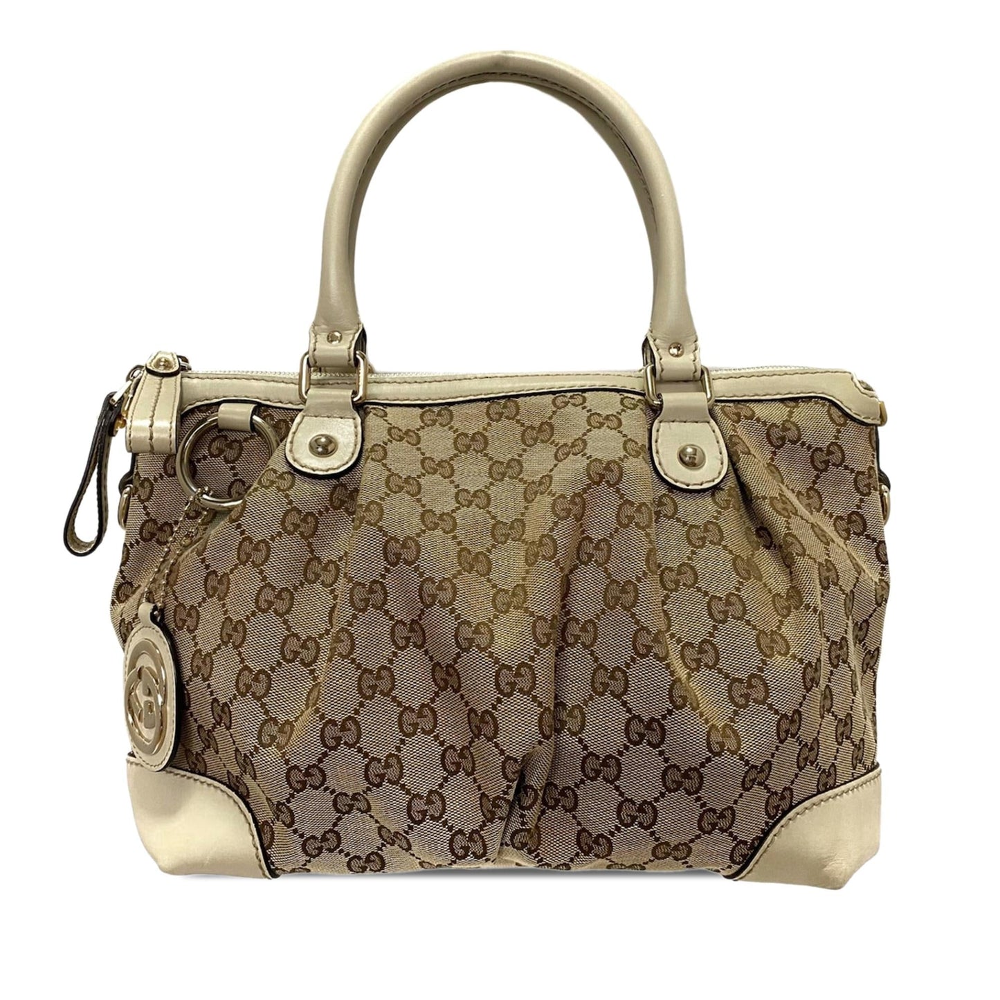Gucci GG Sukey SHG-HoCR1s Canvas Calf Brown Satchel Bag