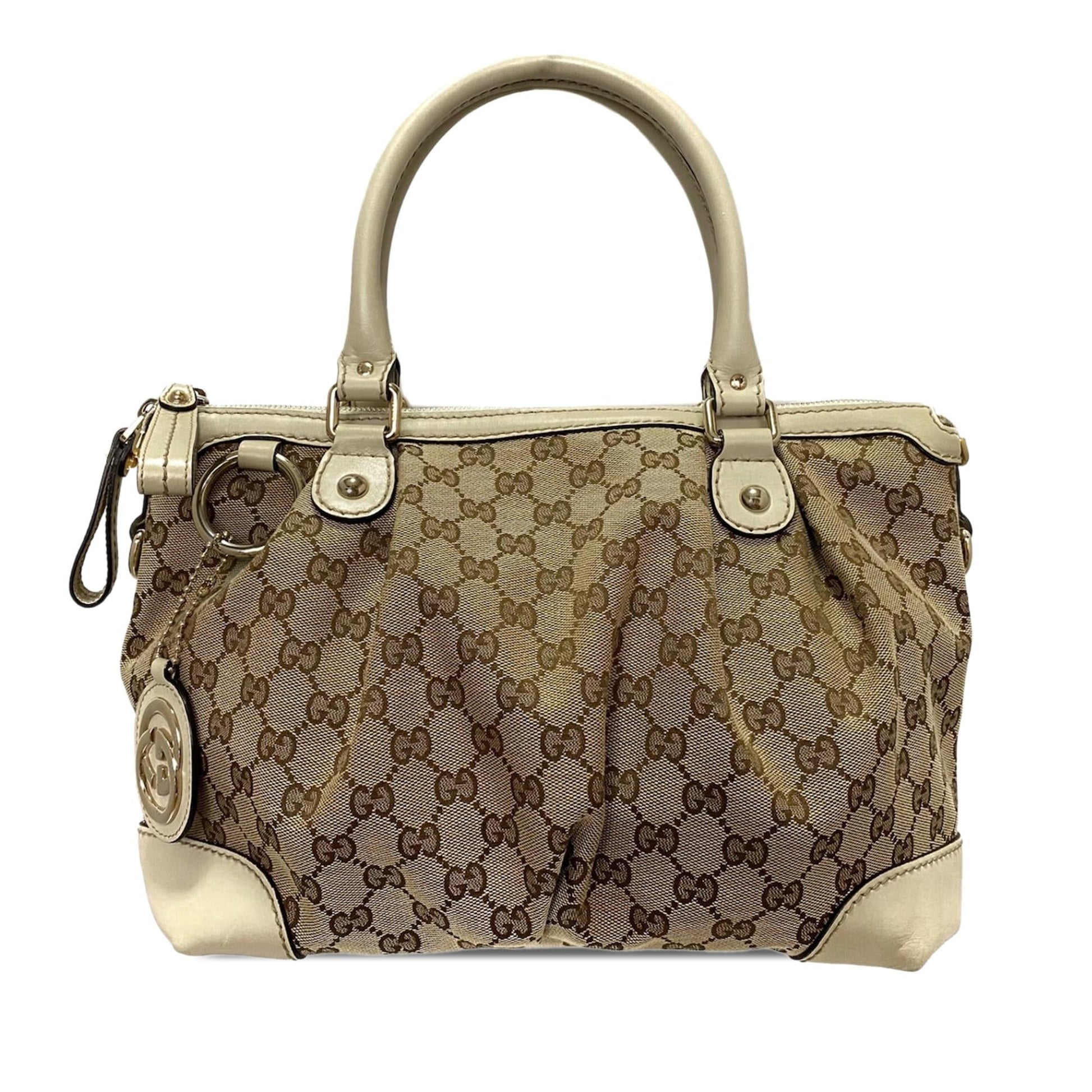Gucci GG Sukey SHG-HoCR1s Canvas Calf Brown Satchel Bag