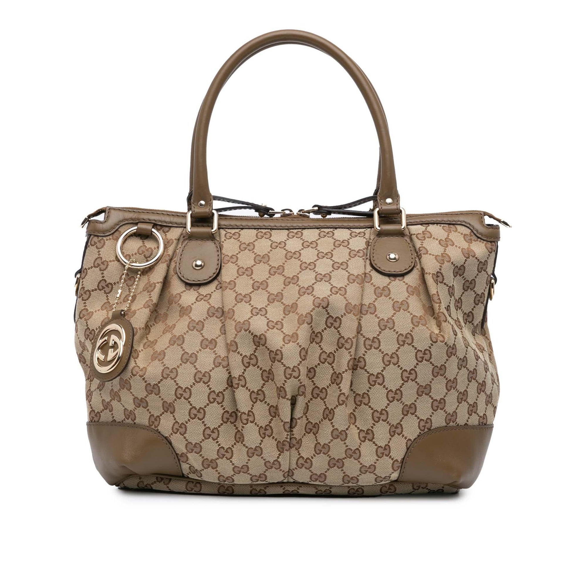Gucci GG Sukey Canvas Calf Brown Satchel Bag Satchel 1