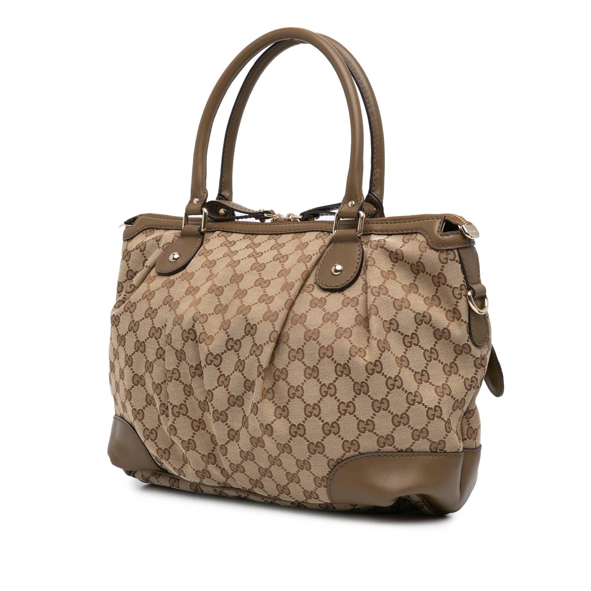Gucci GG Sukey Canvas Calf Brown Satchel Bag Satchel 1