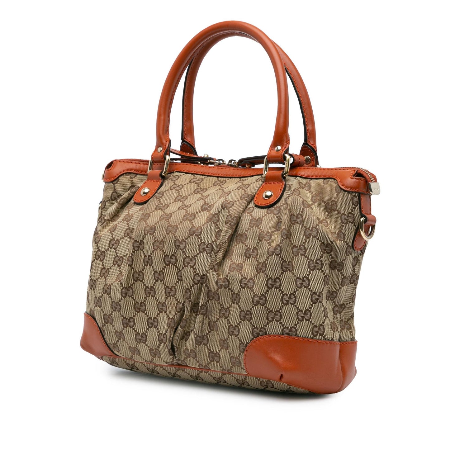 Gucci GG Sukey Canvas Calf Brown Satchel Bag Satchel 5