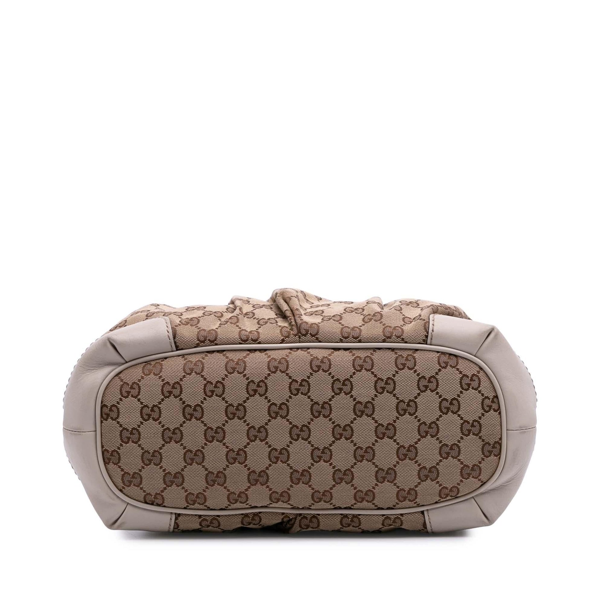 Gucci GG Sukey Canvas Calf White Brown Satchel Bag Satchel 11