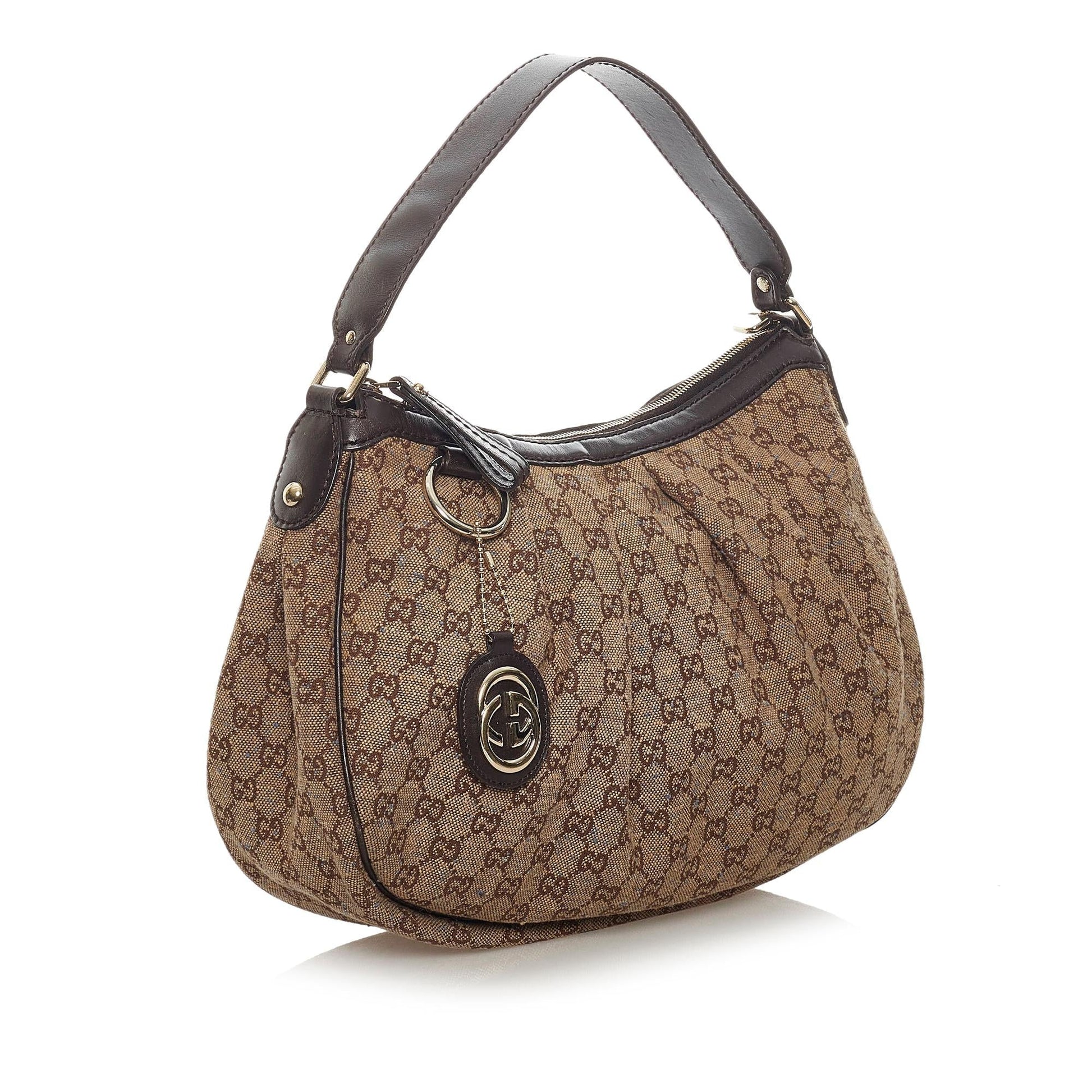 Gucci GG Sukey SHG Canvas Calf Brown Shoulder Bag