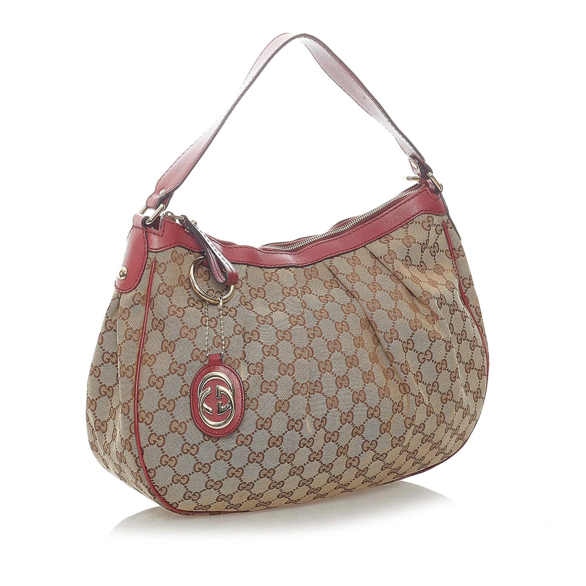 Gucci GG Sukey SHG-dw2gfY Canvas Brown Red Shoulder Bag