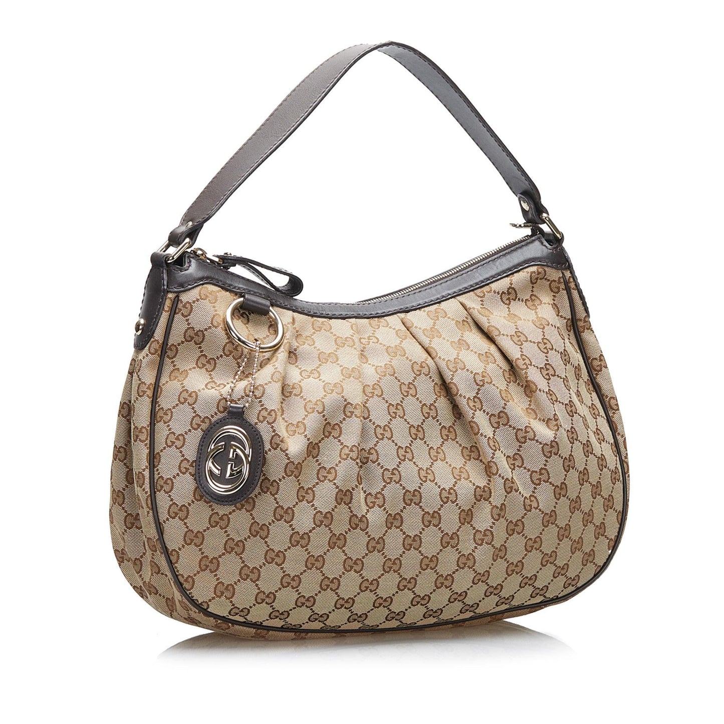 Gucci GG Sukey SHG-PeWYIq Canvas Calf Brown Shoulder Bag